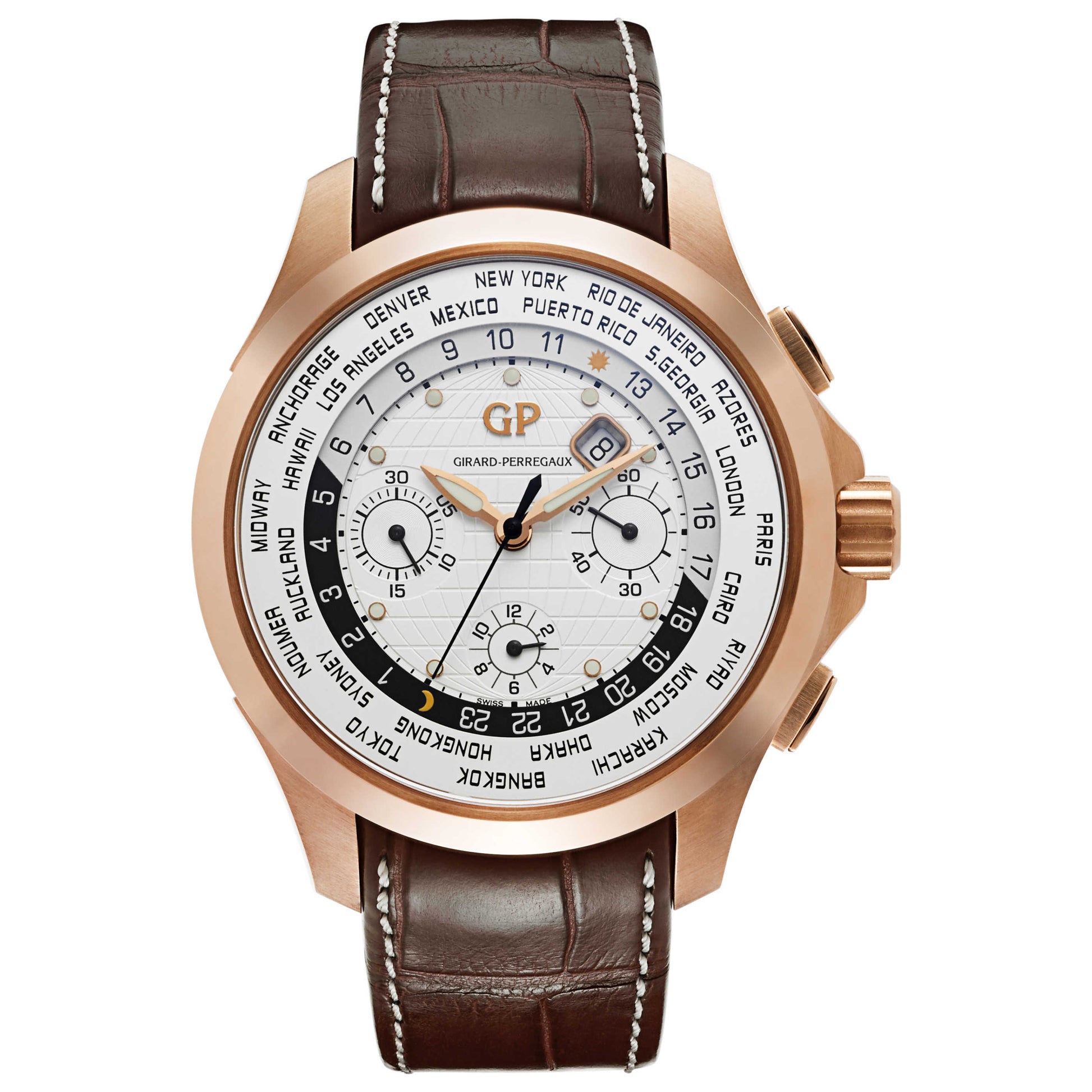 Front view of Girard-Perregaux Traveller Men's Automatic Watch 49700-52-134-BB6B