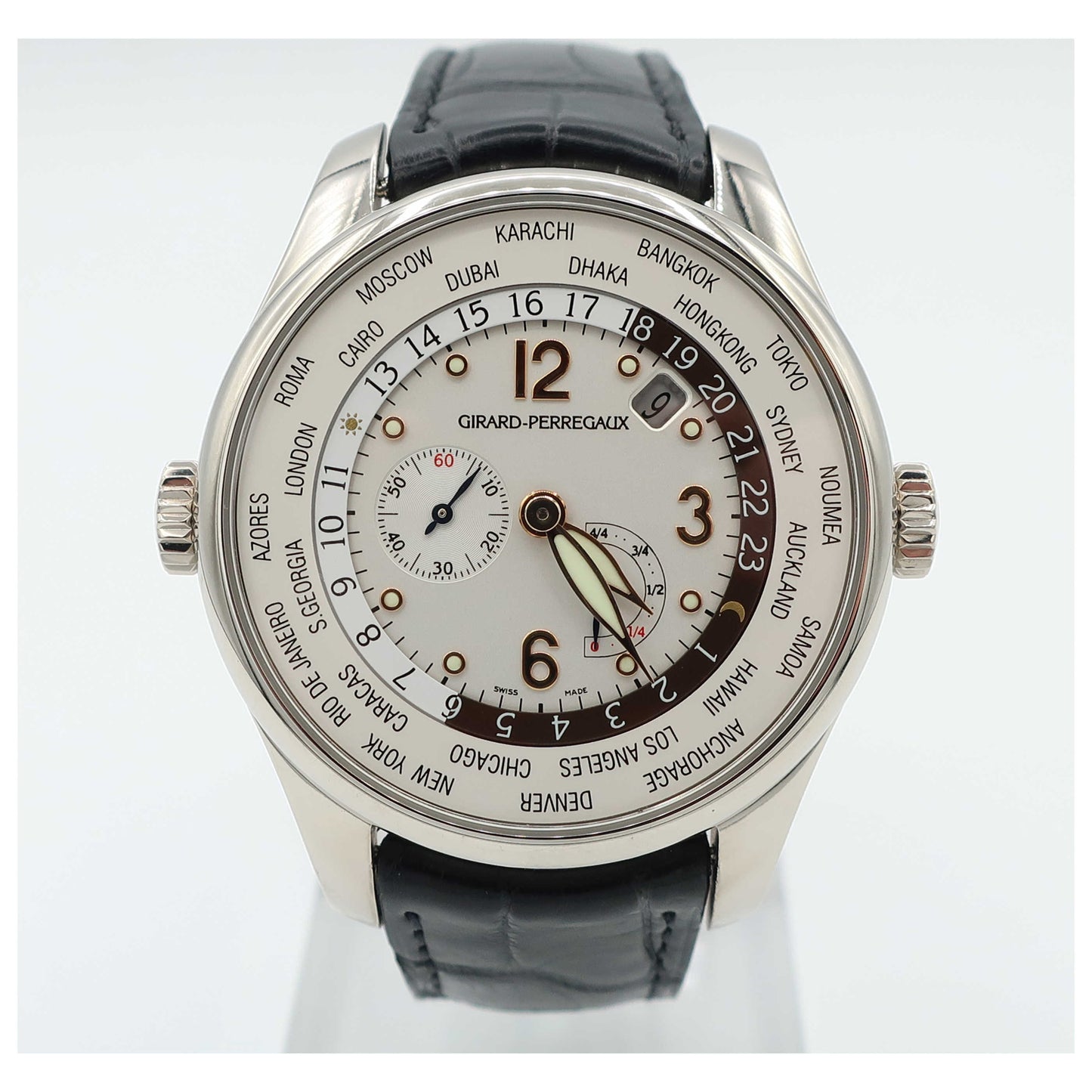 Front view of Girard-Perregaux Worldtimer WW.TC Men's Automatic Watch 49850-53-151-BA6A-SD