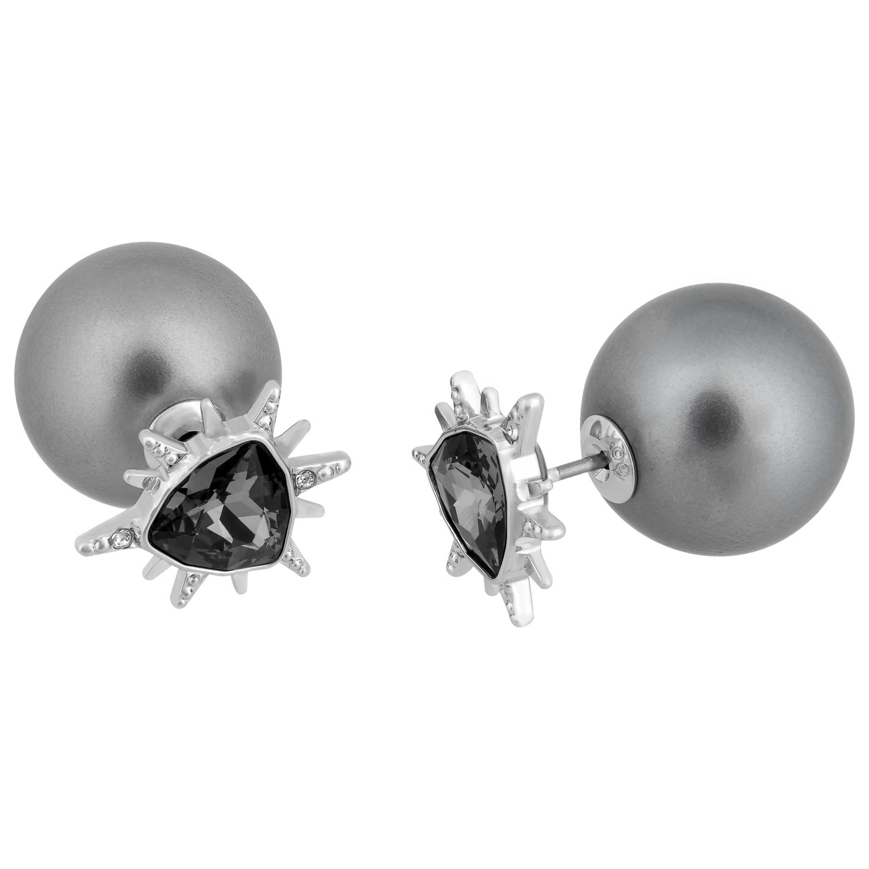 スワロフスキー Dextera hoop earrings, Pavé, Large, White, Rhodium plated | Swarovski