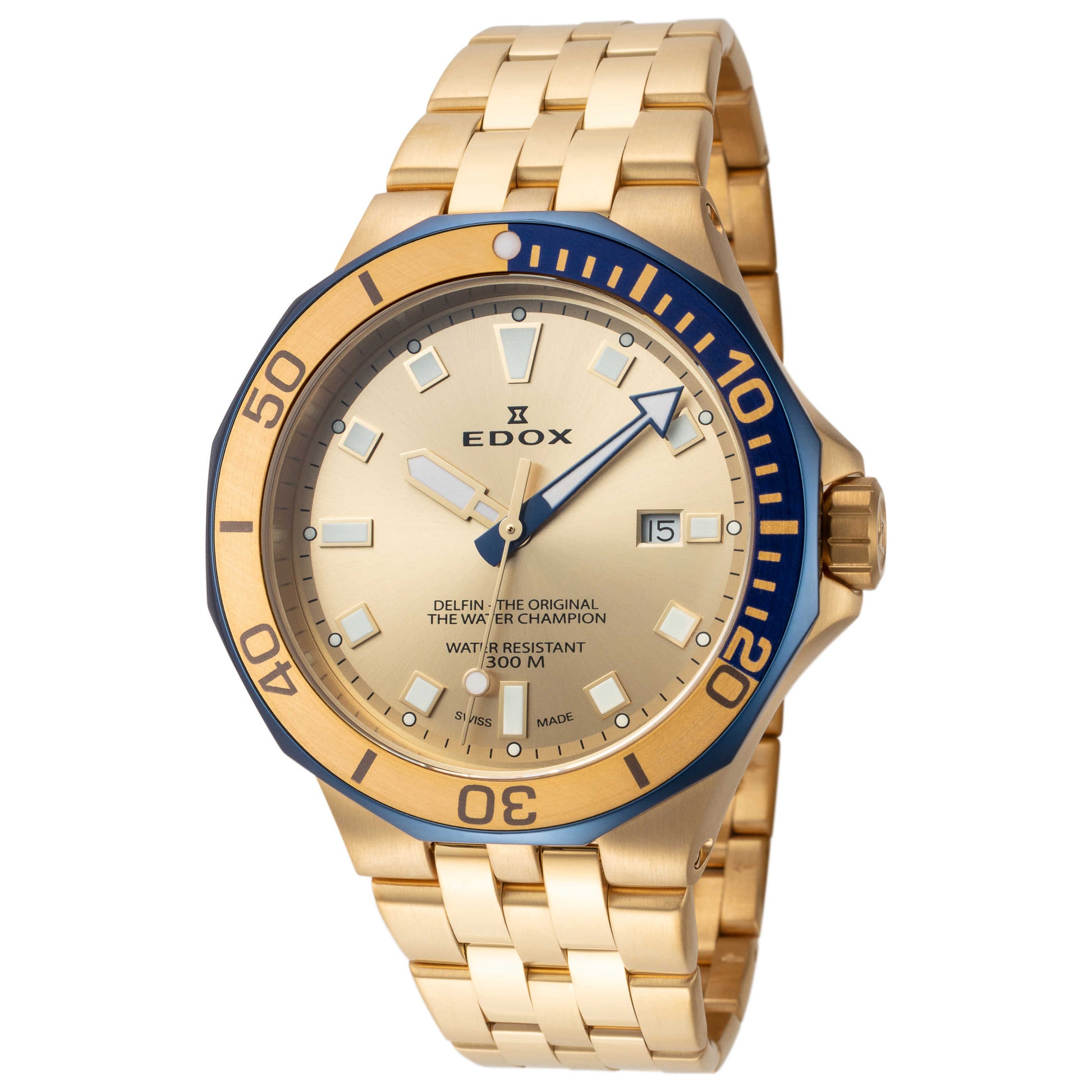 Front view of Edox Delfin Men's Quartz Watch 53015-357JBUM-DI