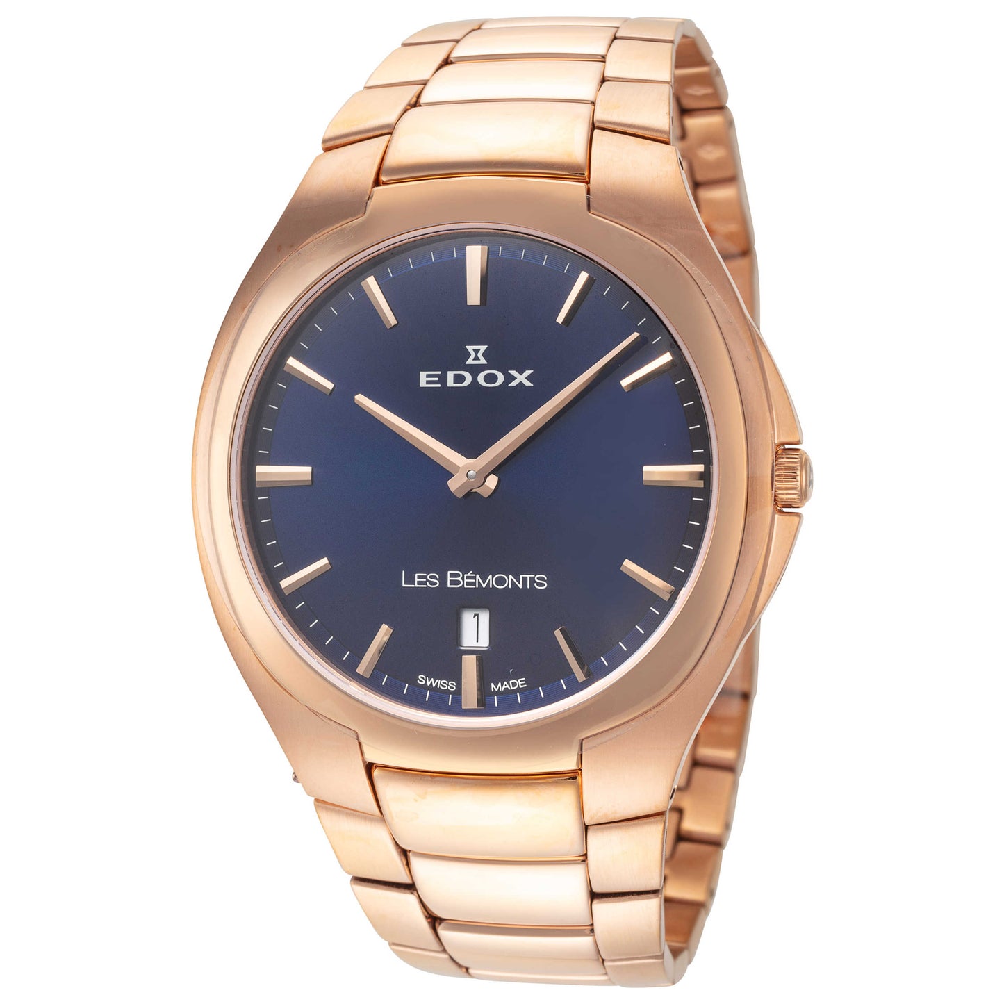 Front view of Edox Les Bemonts Men's Quartz Watch 56003-37R-BUIR