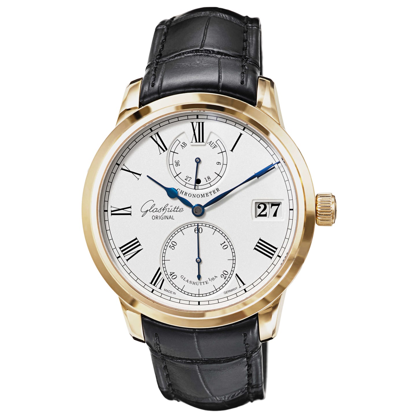 Front view of Glashutte Senator Men's Manual-Wind Watch 58-01-01-01-04