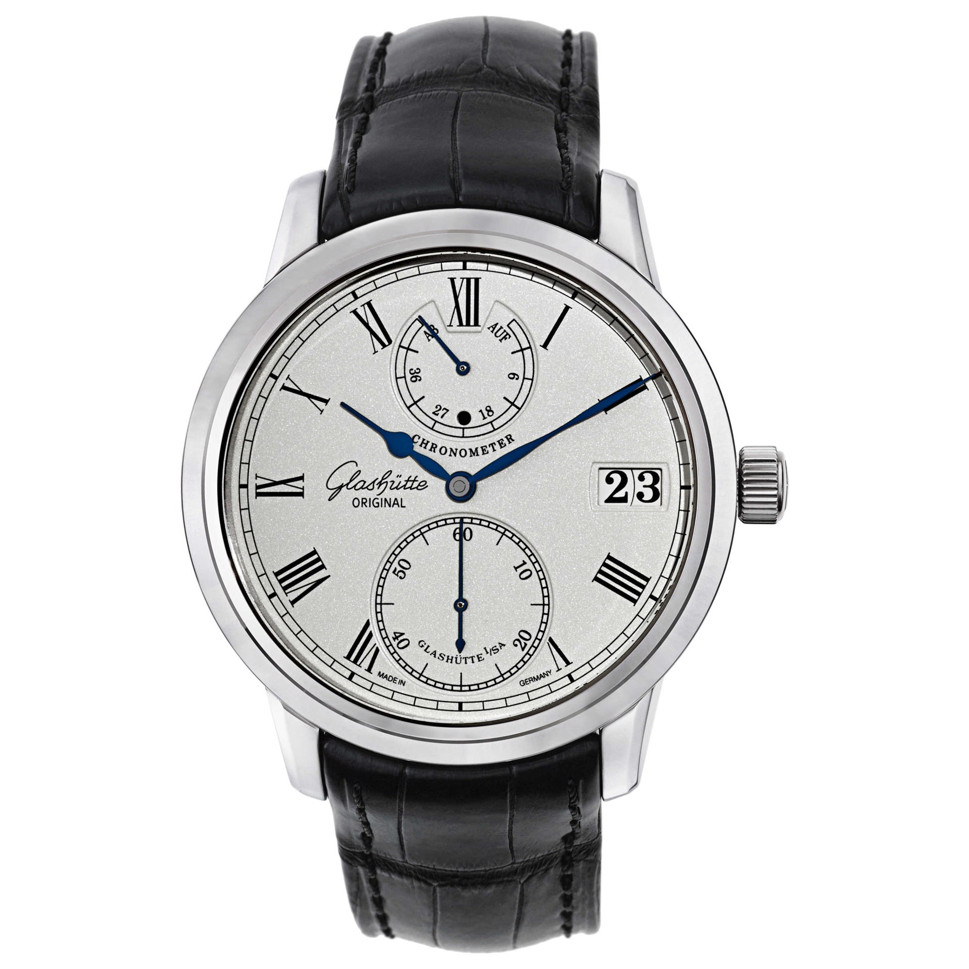 Front view of Glashutte Senator Men's Manual-Wind Watch 58-01-01-04-04