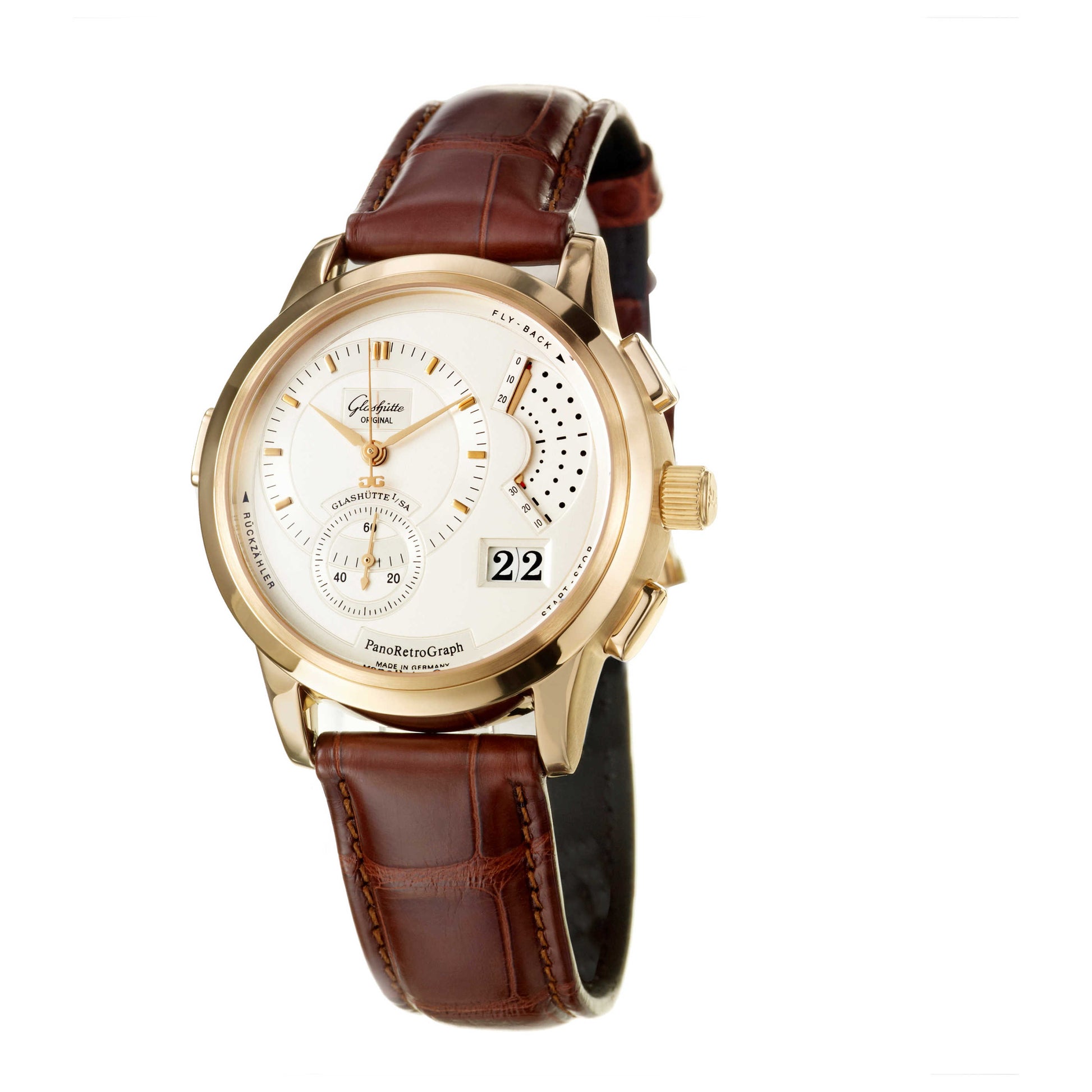 Front view of Glashutte Pano Men's Manual-Wind Watch 60-01-03-03-06