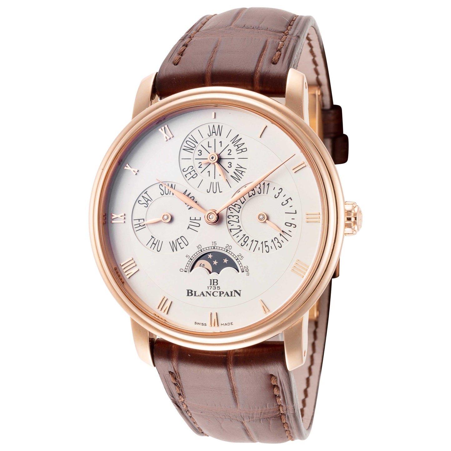 Front view of Blancpain Villeret Perpetual Men's Automatic Watch 6057-3642-55B