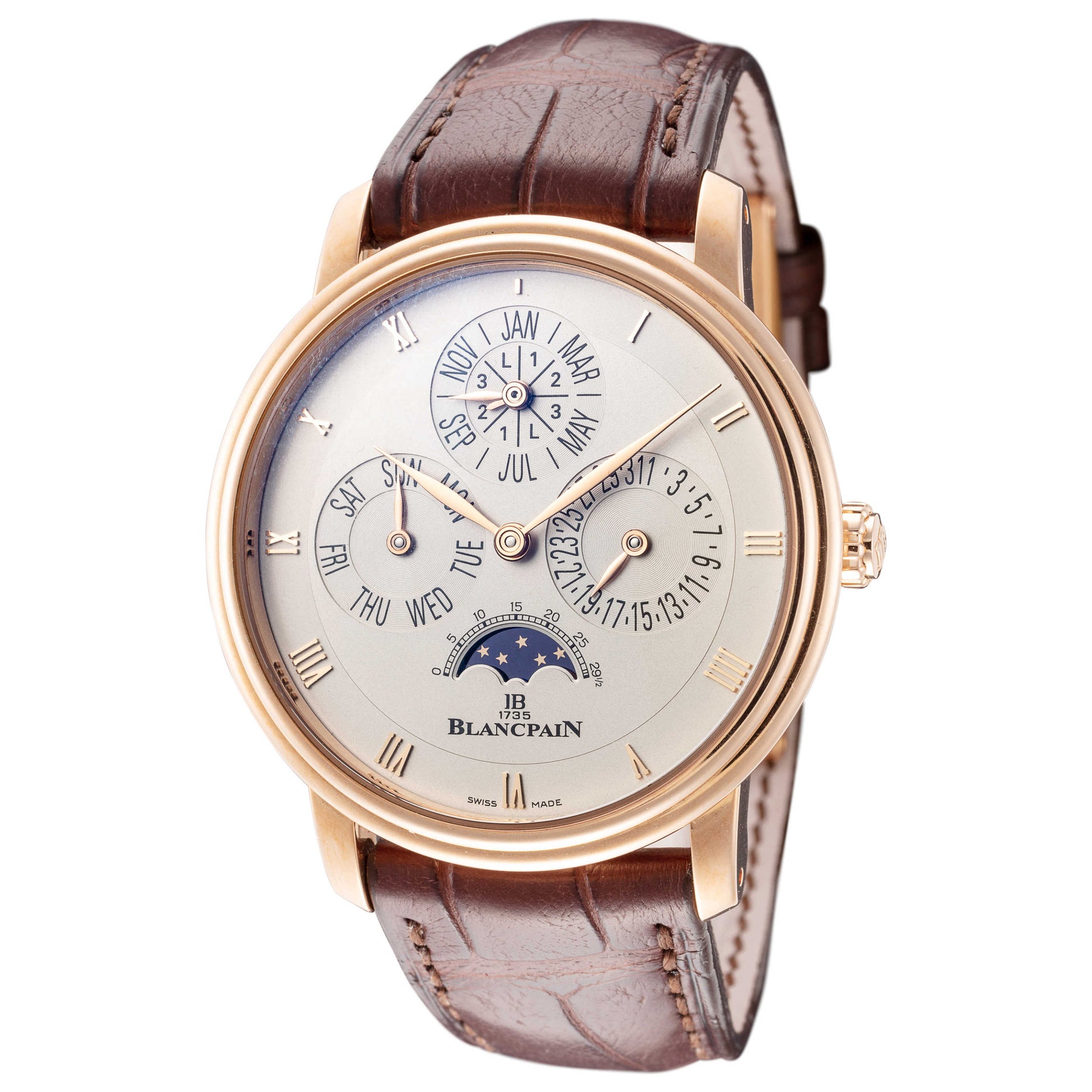 Front view of Blancpain Villeret Men's Automatic Watch 6057-3642A-55B