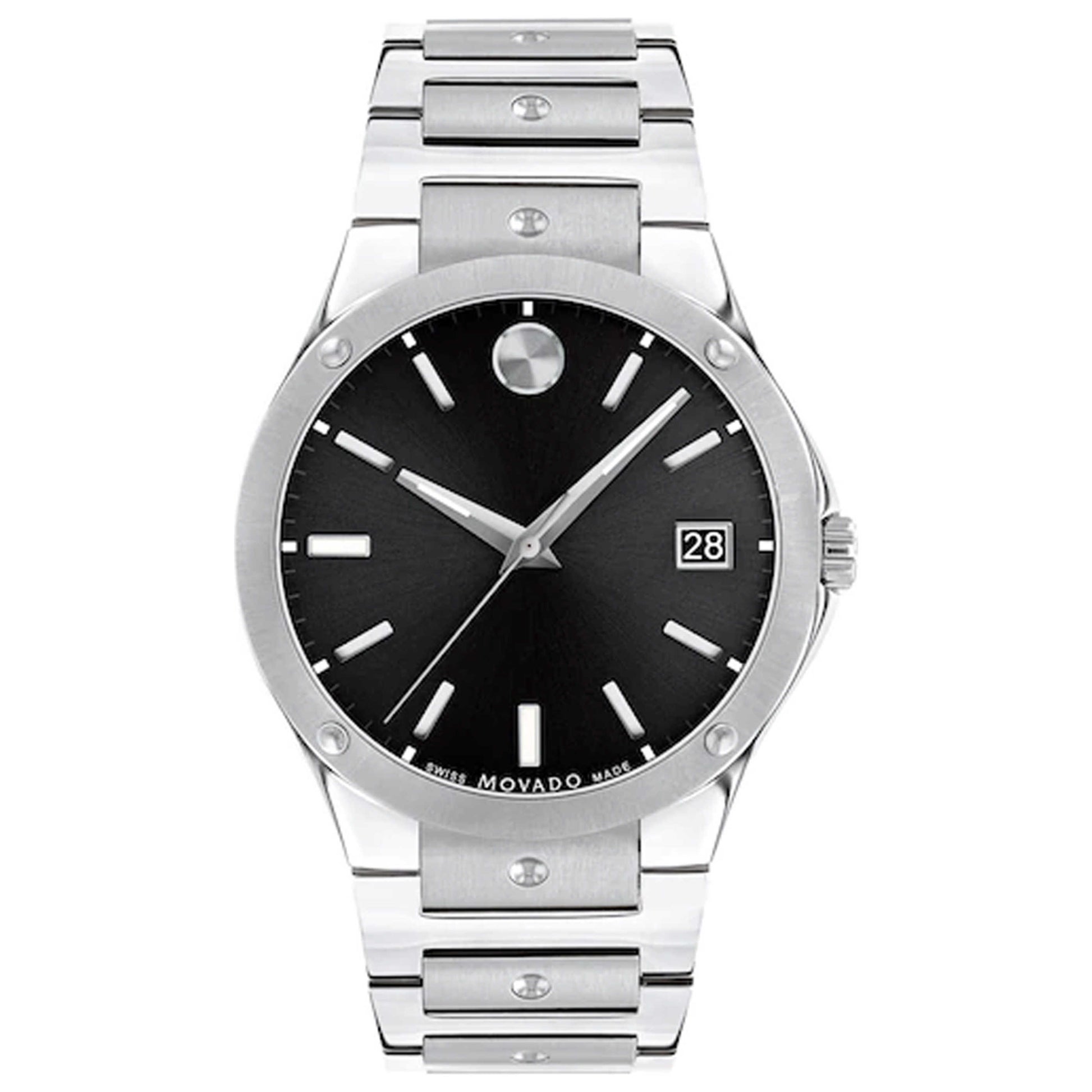 Front view of Movado SE Men's Quartz Watch 607541