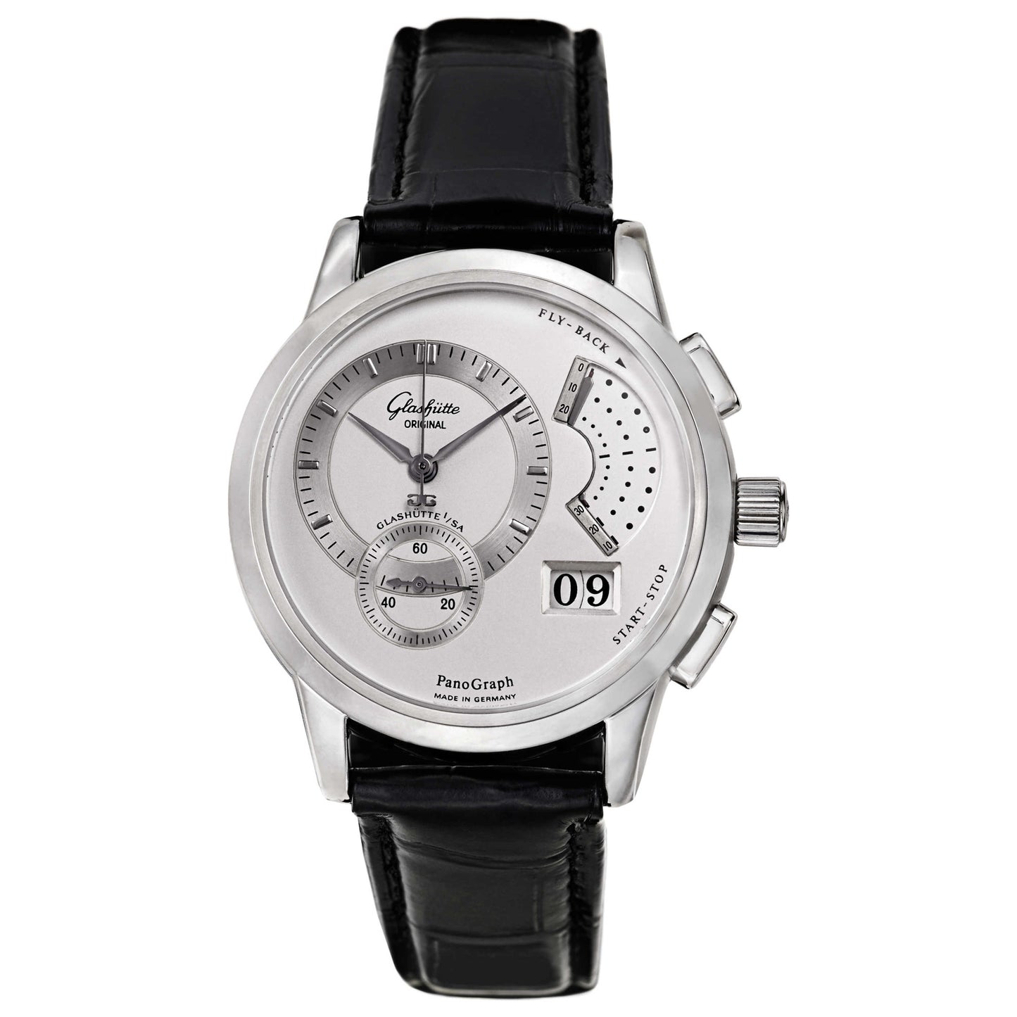 Front view of Glashutte Pano Men's Manual-Wind Watch 61-01-02-02-04