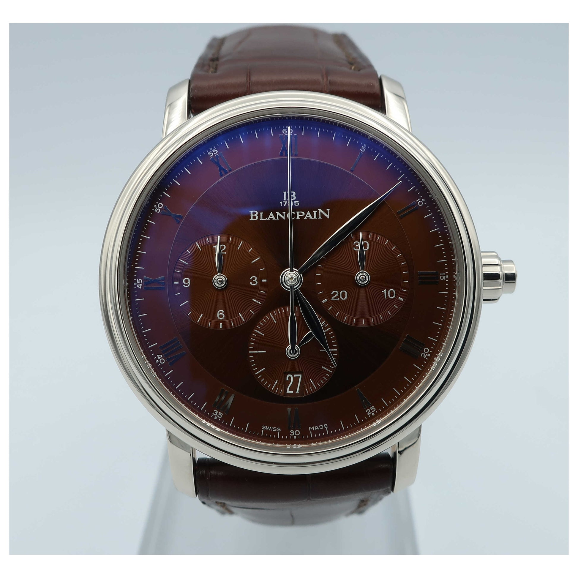 Front view of Blancpain Villeret Men's Automatic Watch 6185-1546-55A-SD