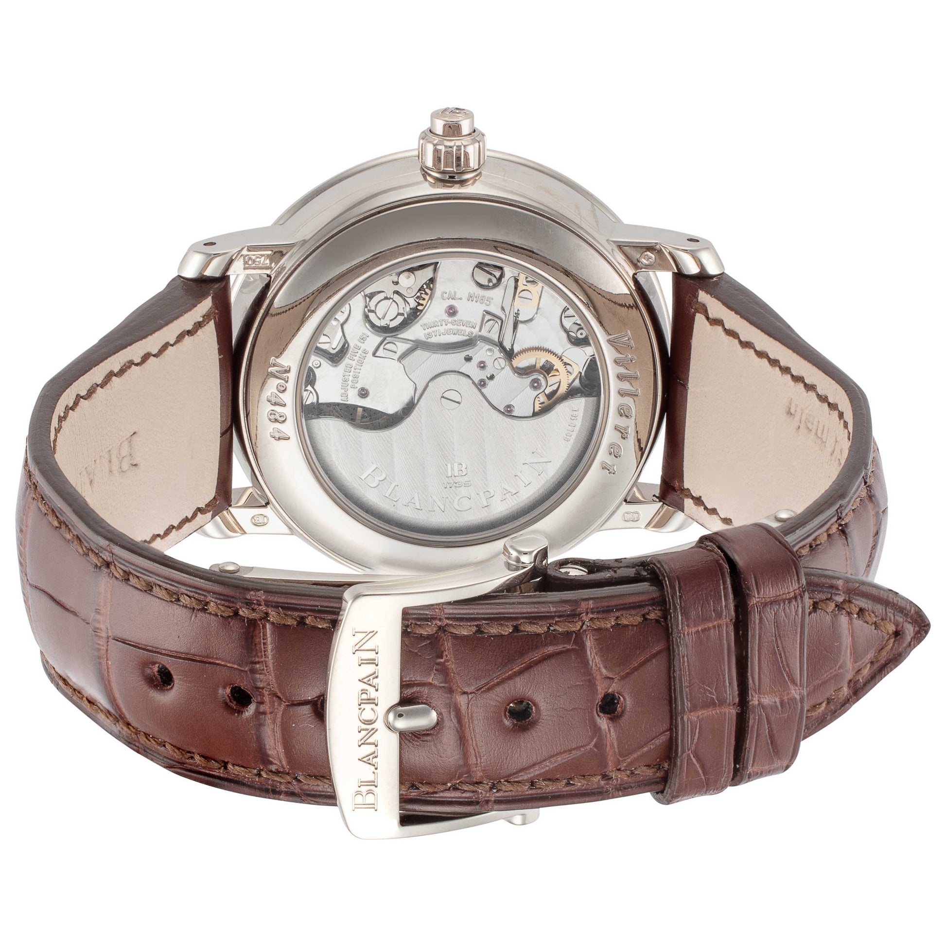 Back view of Blancpain Villeret Single Push Men's Automatic Watch 6185-1546-55B