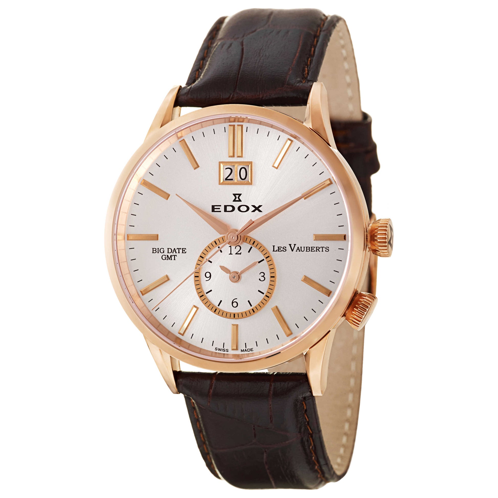 Front view of Edox Les Vauberts Men's Swiss Quartz (Battery-Powered) Watch 62003-37R-AIR