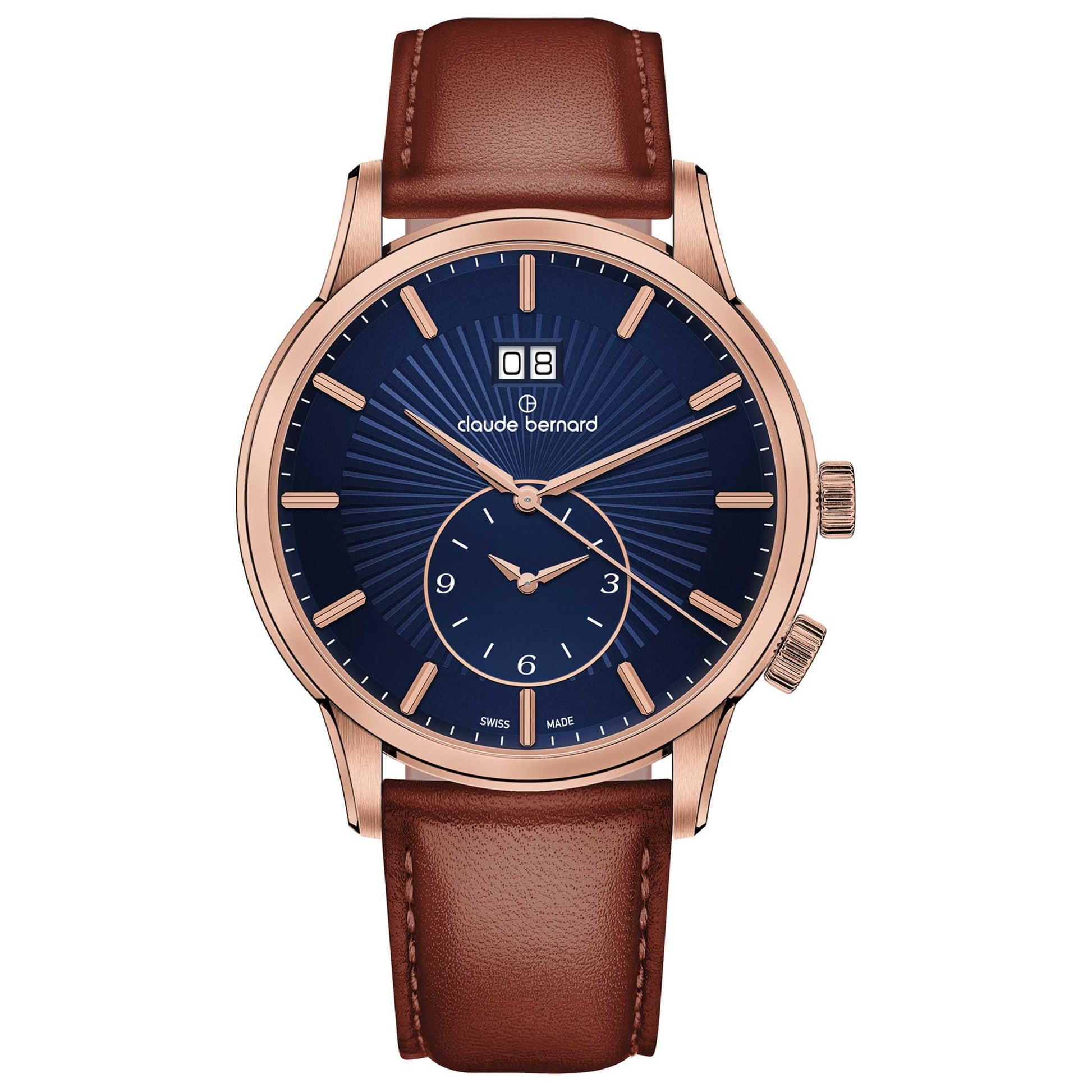 Front view of Claude Bernard Classic Men's Quartz Watch 62007-37R-BUIR