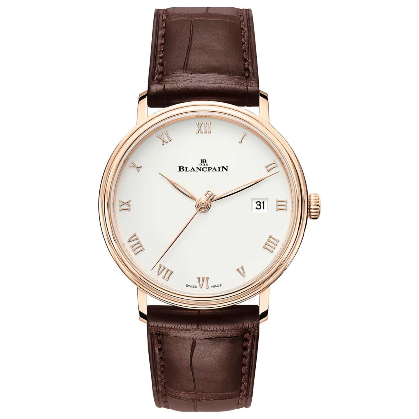 Front view of Blancpain Villeret Ultraplate Men's Watch 6224-3642-55B