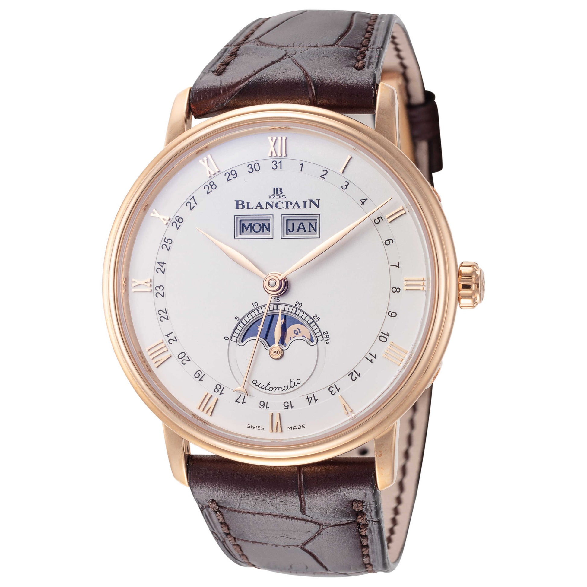 Front view of Blancpain Villeret Men's Automatic Watch 6263-3642-55B