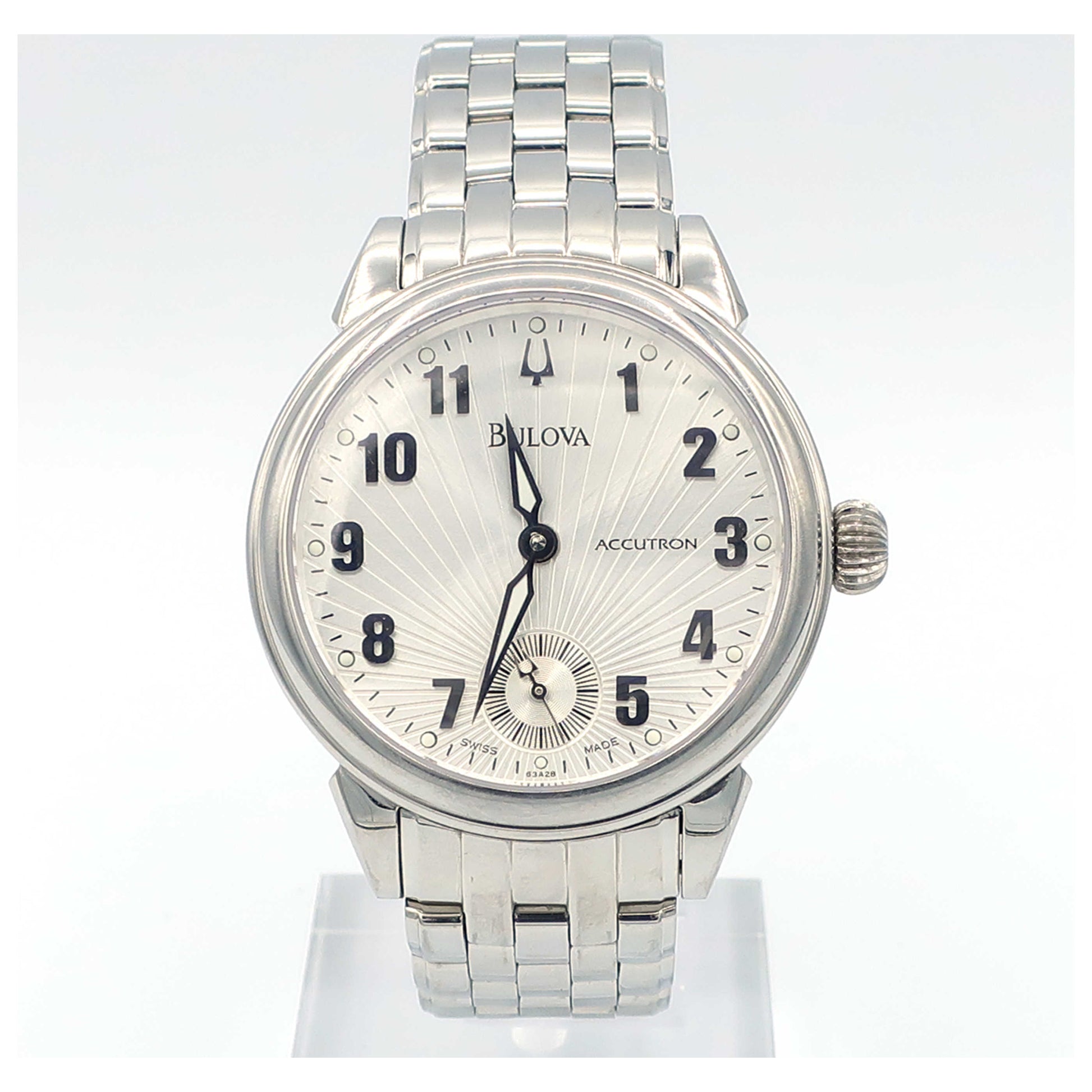 Front view of Bulova Accutron Gemini Men's Manual-Wind Watch 63A28-SDB