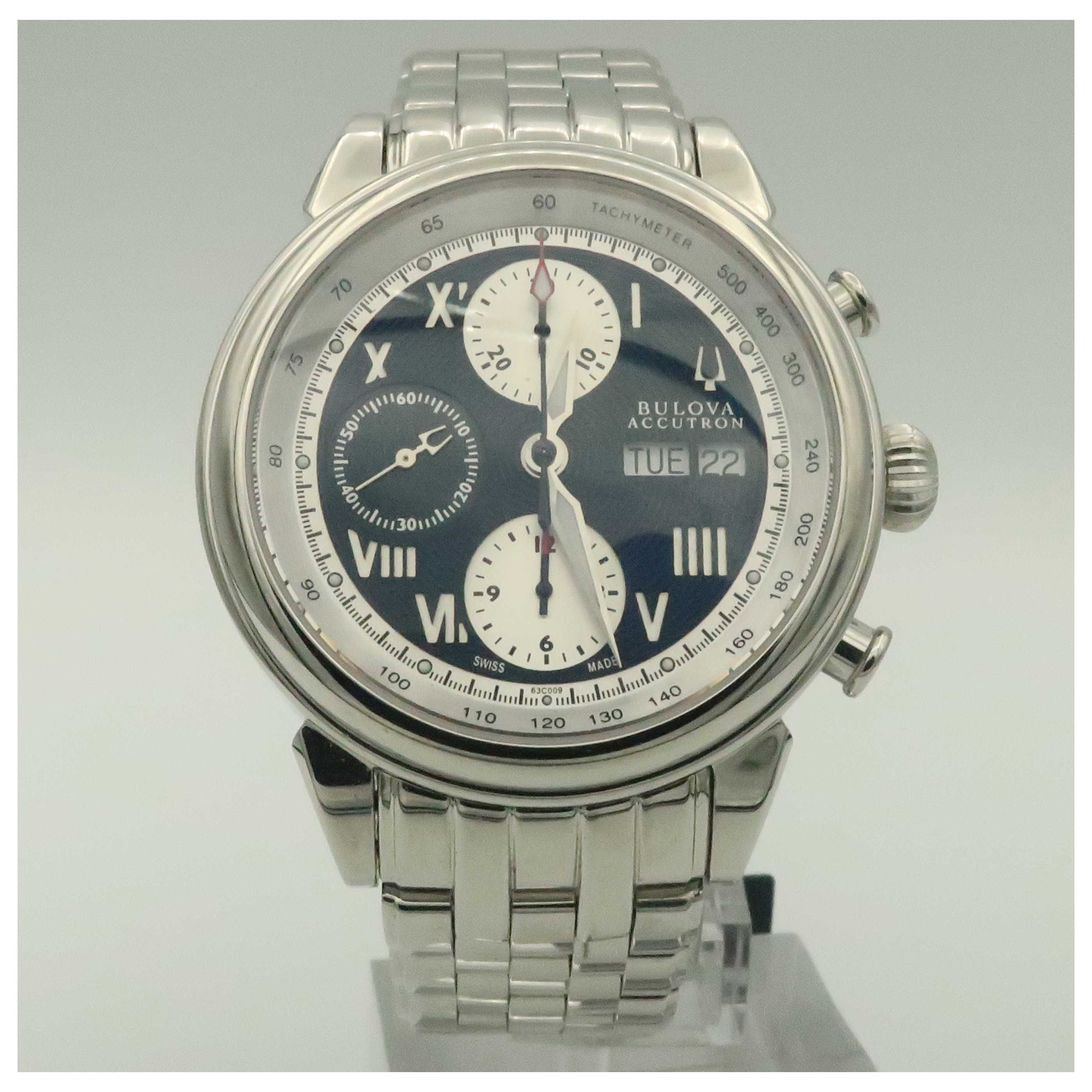BULOVA ブローバ ACCU SWISS GEMINI CHRONO Bulova Accu Swiss 63C113 “Gemini” Chronograph Automatic, Black