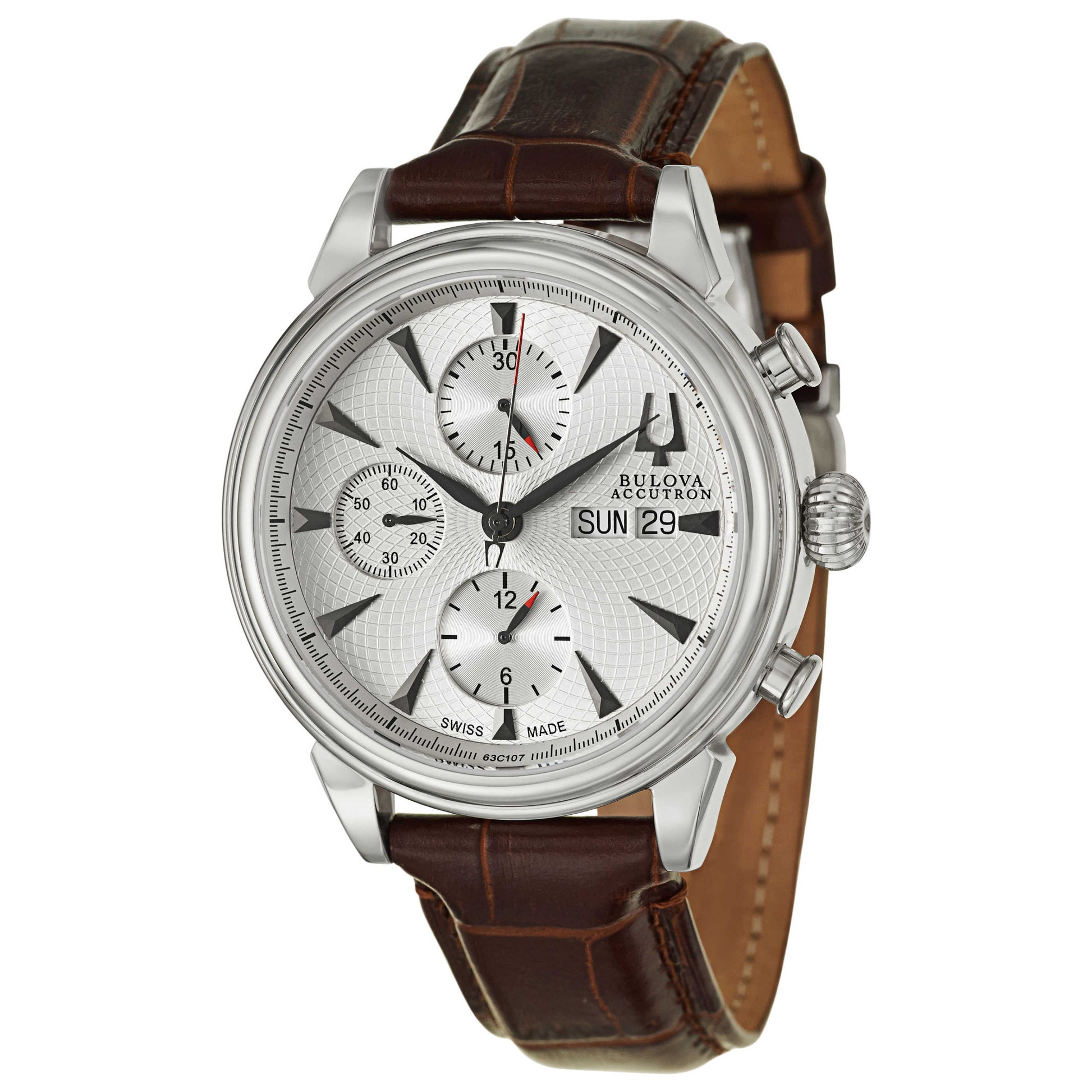 Front view of Bulova Accutron Gemini Men's Automatic Watch 63C107