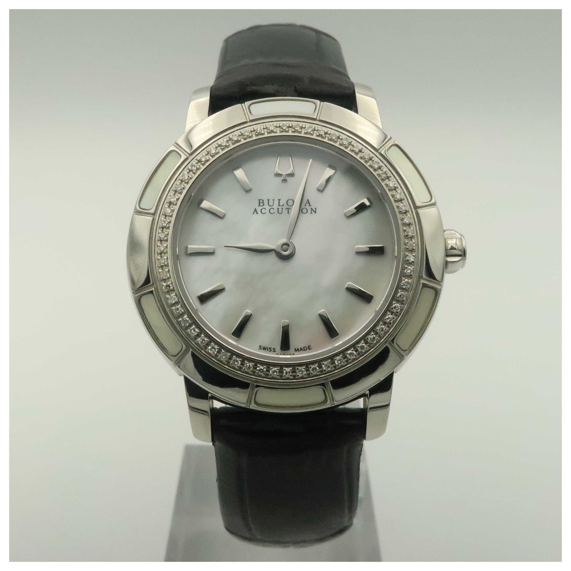 Front view of Bulova Accutron Pemberton Women's Swiss Quartz (Battery-Powered) Watch 63R137-PO