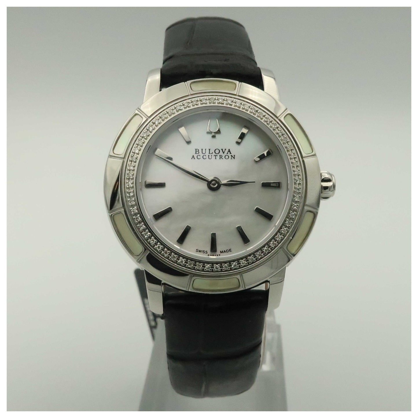 Front view of Bulova Accutron Pemberton Women's Swiss Quartz (Battery-Powered) Watch 63R137-SDV