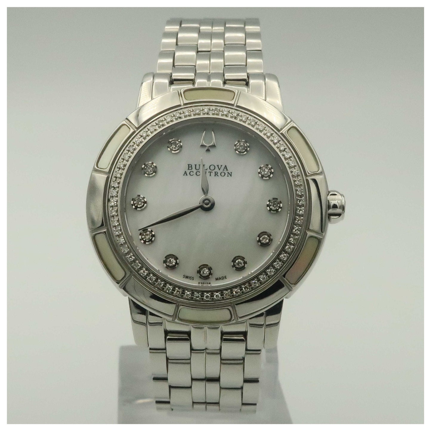 Front view of Bulova Accutron Pemberton Women's Swiss Quartz (Battery-Powered) Watch 63R138-PO