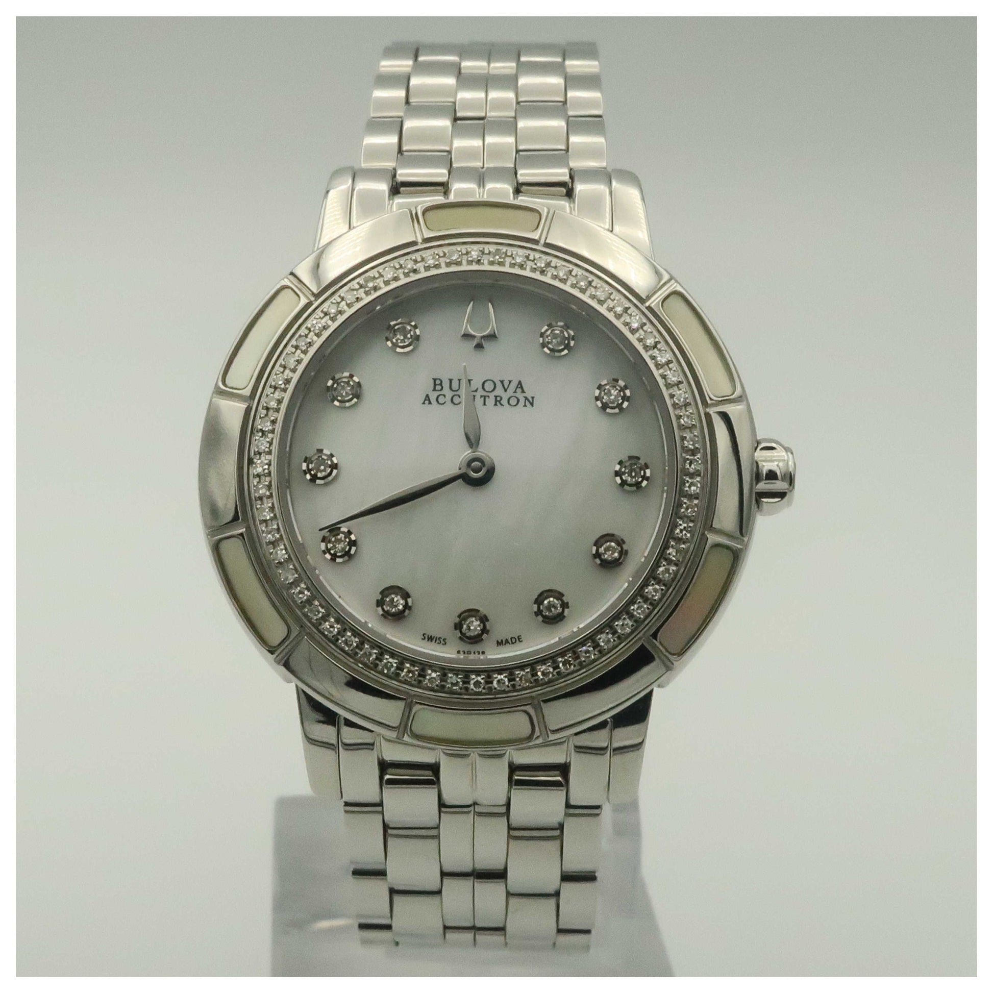 Front view of Bulova Accutron Pemberton Women's Swiss Quartz (Battery-Powered) Watch 63R138-PO