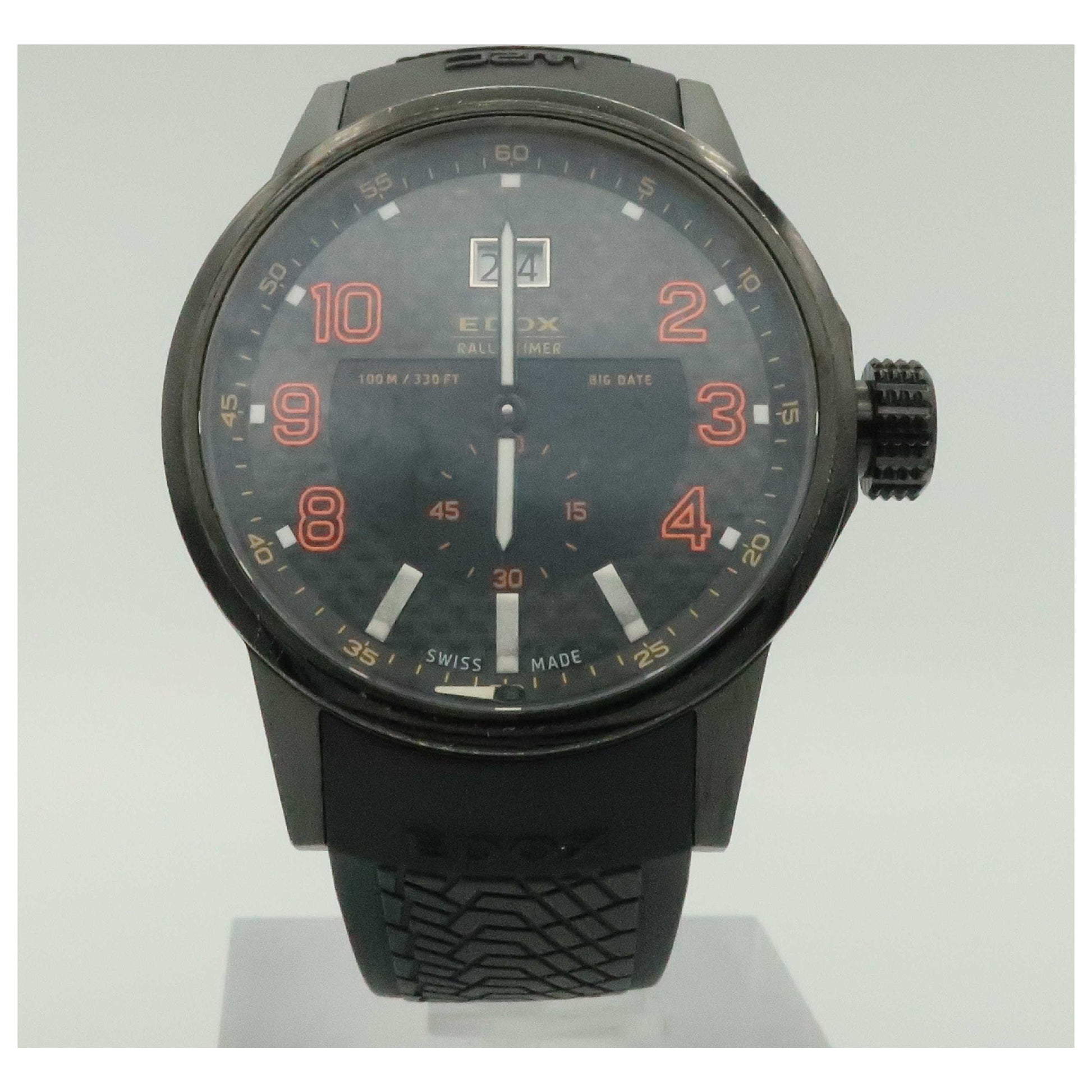 Front view of Edox WRC Men's Swiss Quartz (Battery-Powered) Watch 64008-37N-NOR-PO