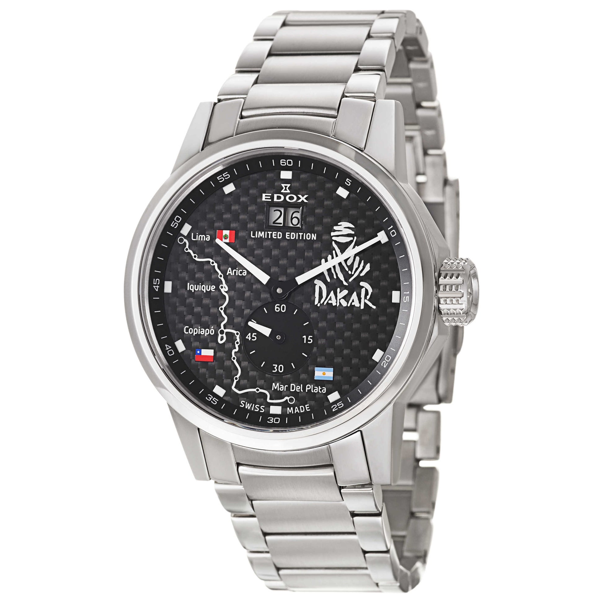 Front view of Edox Dakar Men's Swiss Quartz (Battery-Powered) Watch 64009-3-NIN2
