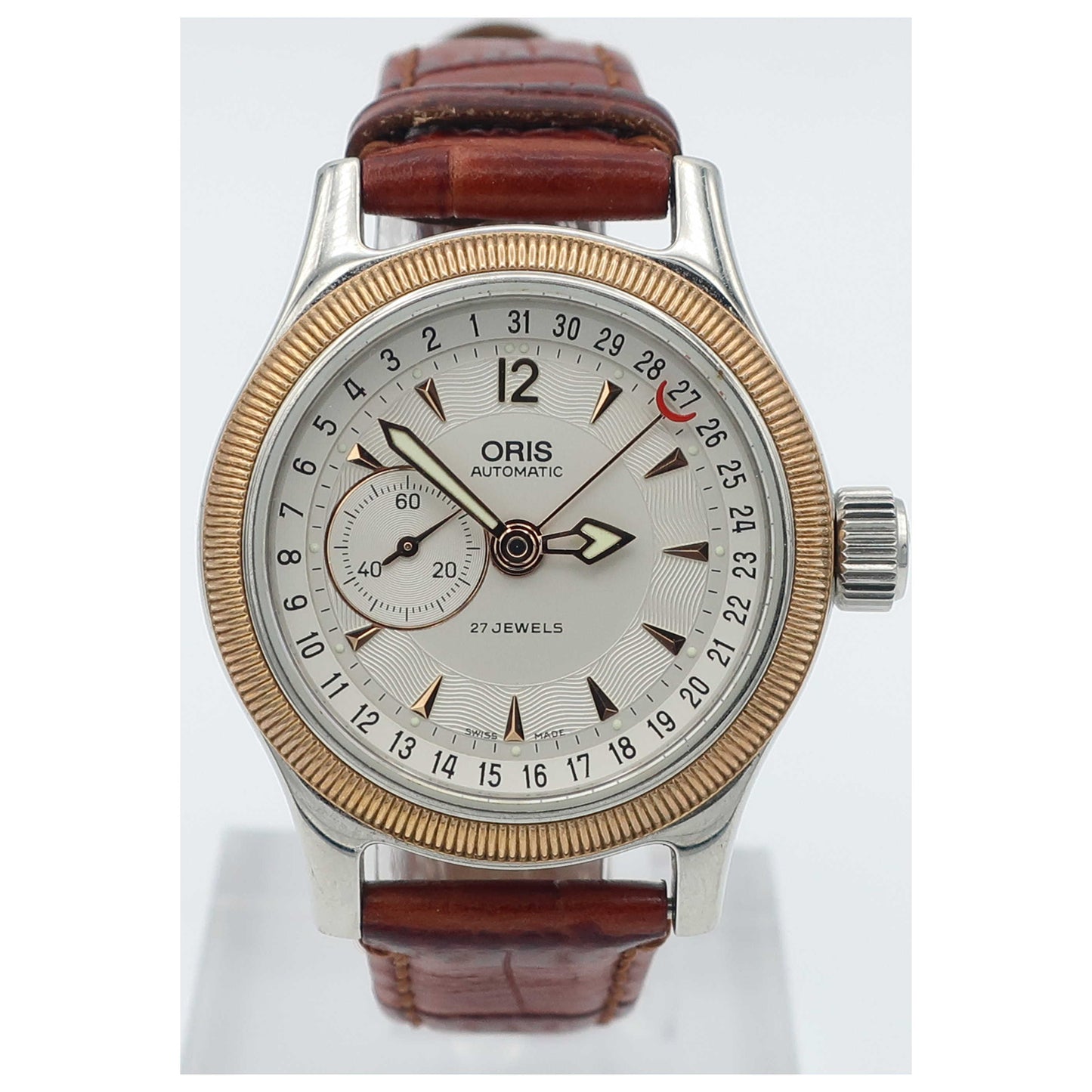 Front view of Oris Big Crown Comandante Midsize Women's Automatic Watch 644-7487-43-61-LS-PO