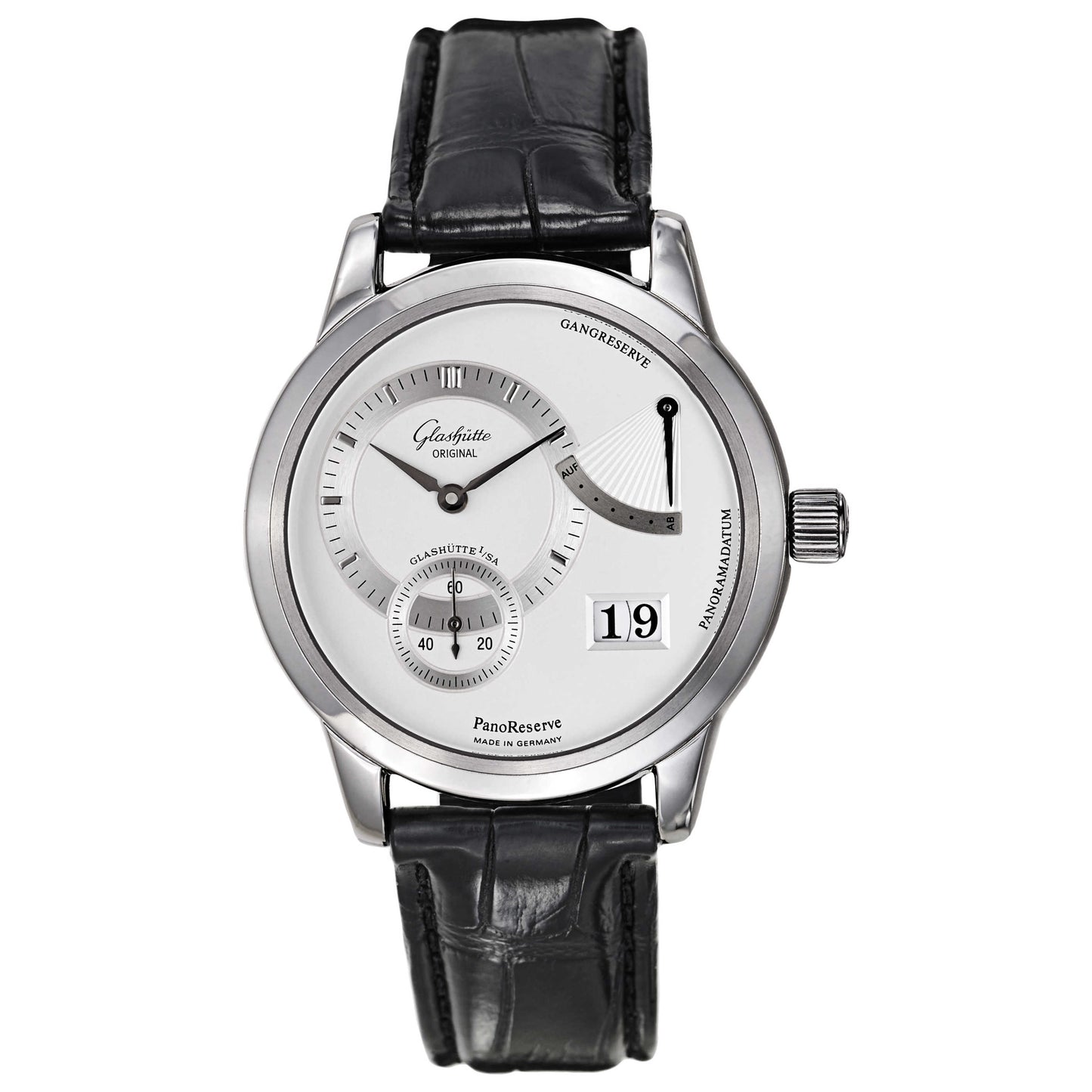 Front view of Glashutte Pano Men's Manual-Wind Watch 65-01-02-02-04