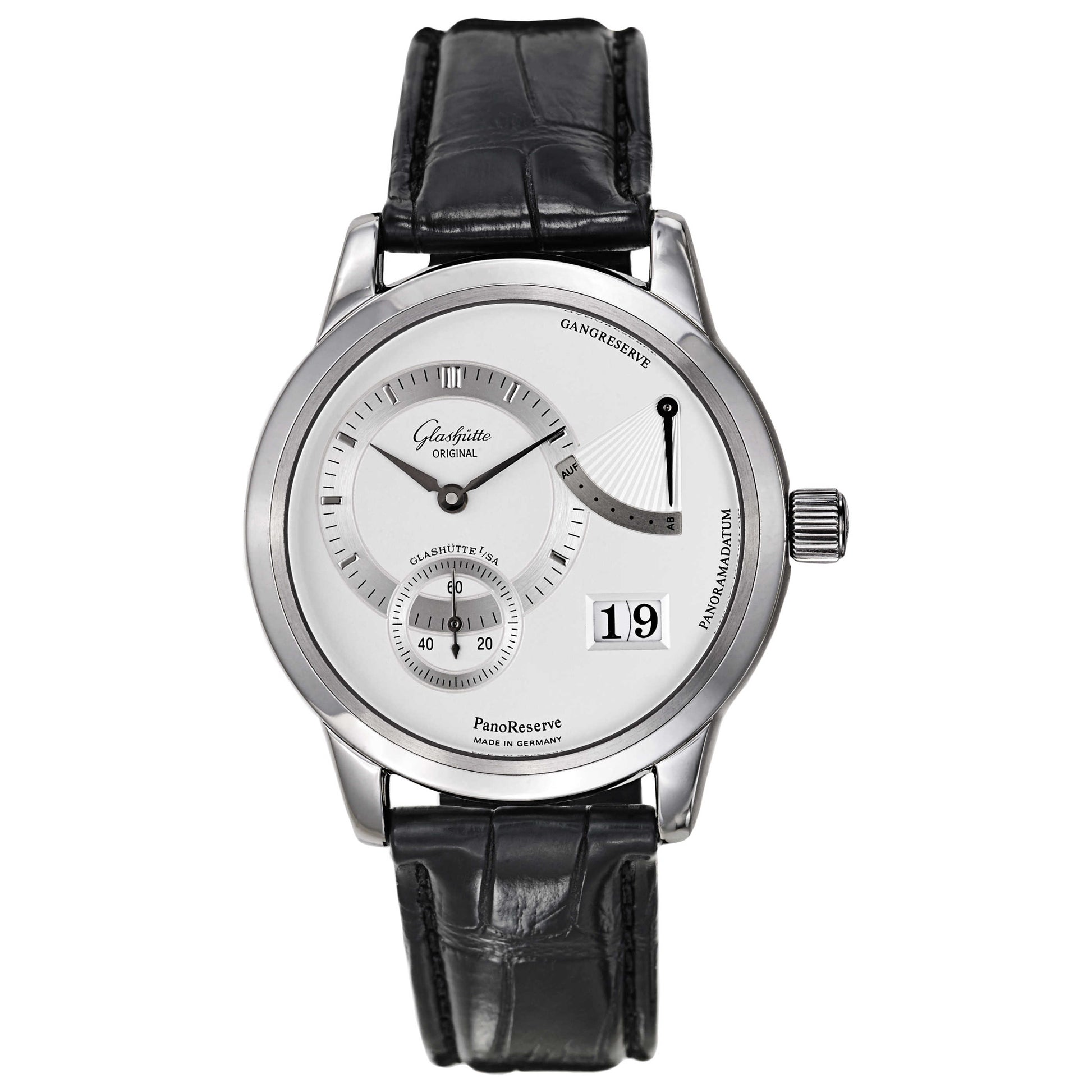 Front view of Glashutte Pano Men's Manual-Wind Watch 65-01-02-02-04