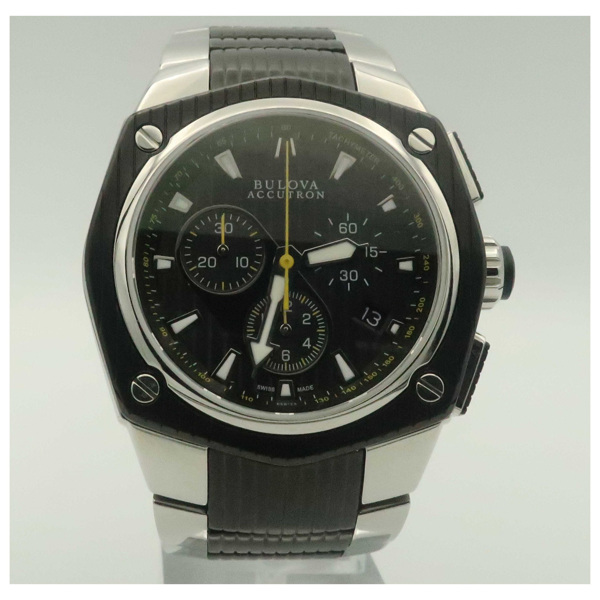 Front view of Bulova Accutron Corvara Men's Swiss Quartz (Battery-Powered) Watch 65B123-PO