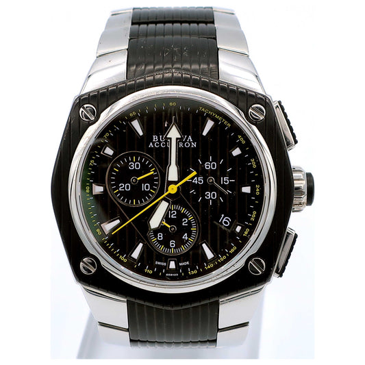 Front view of Bulova Accutron Corvara Men's Swiss Quartz (Battery-Powered) Watch 65B123-SDB