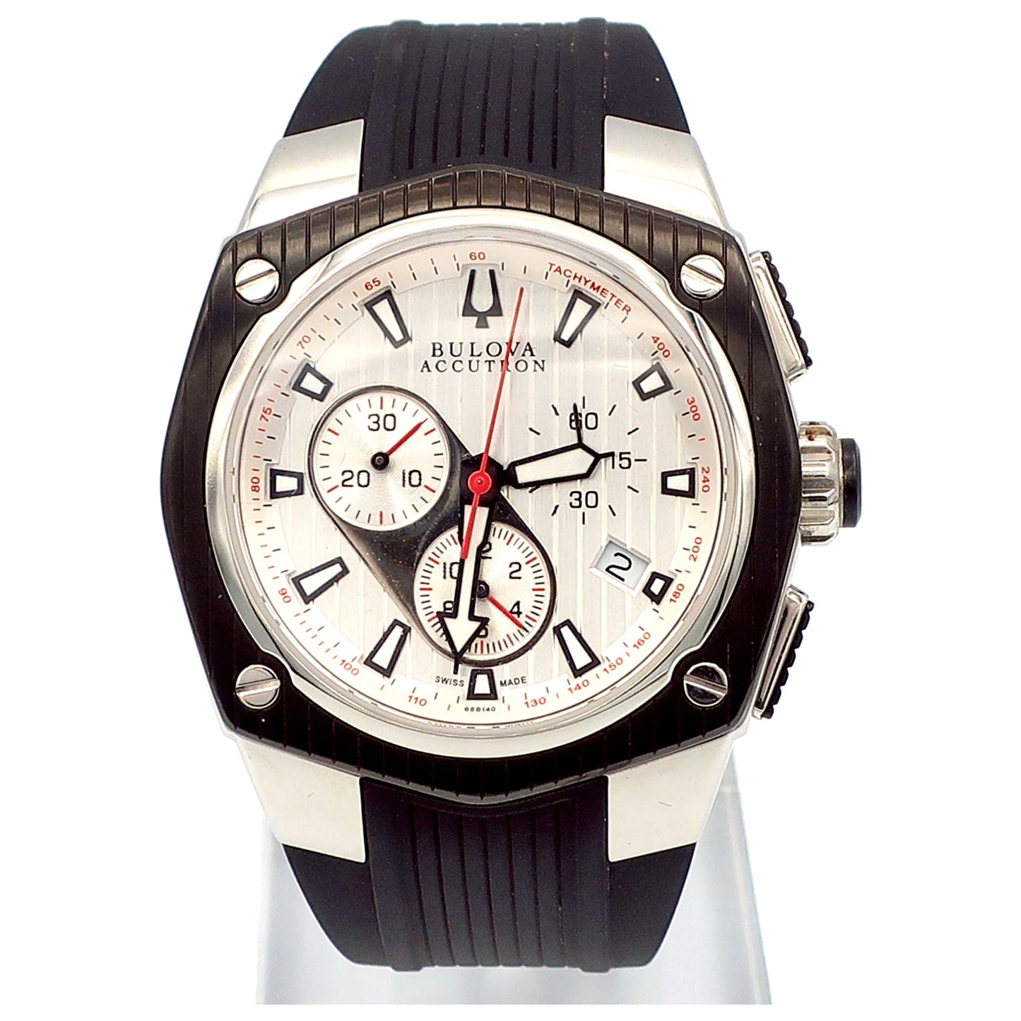 Front view of Bulova Accutron Corvara Men's Swiss Quartz (Battery-Powered) Watch 65B140-SDBV