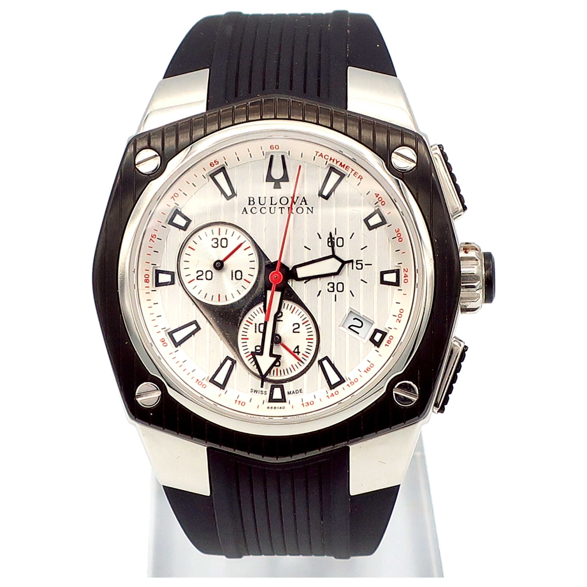 Front view of Bulova Accutron Corvara Men's Swiss Quartz (Battery-Powered) Watch 65B140-SDBV