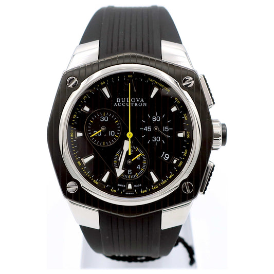 Front view of Bulova Accutron Corvara Men's Swiss Quartz (Battery-Powered) Watch 65B141-SDB