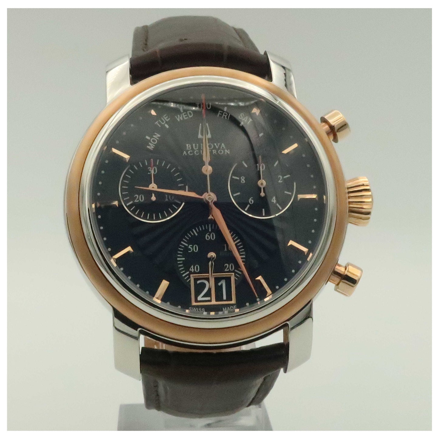 Front view of Bulova Accutron Amerigo Men's Swiss Quartz (Battery-Powered) Watch 65C109-SDV