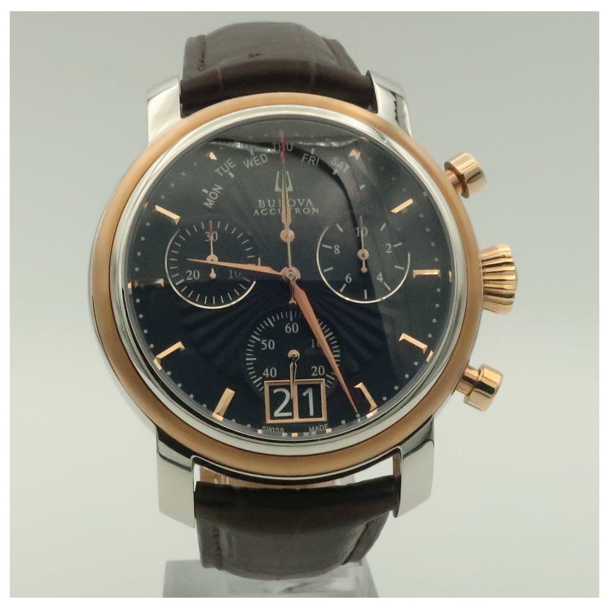 Front view of Bulova Accutron Amerigo Men's Swiss Quartz (Battery-Powered) Watch 65C109-SDV