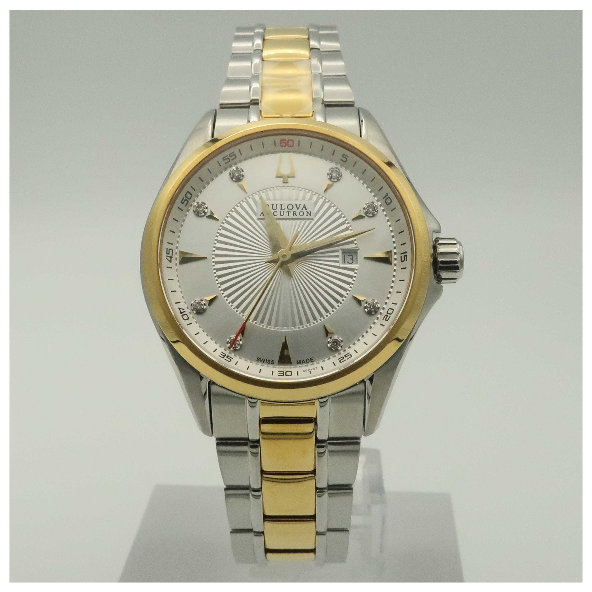 Front view of Bulova Accutron Brussels Women's Swiss Quartz (Battery-Powered) Watch 65P107-PO