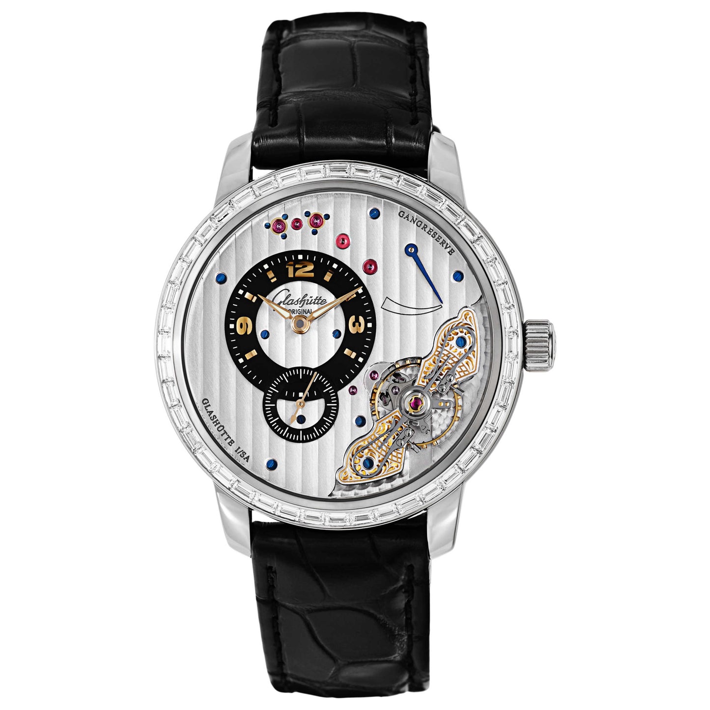 Front view of Glashutte Pano Men's Manual-Wind Watch 66-01-04-05-05