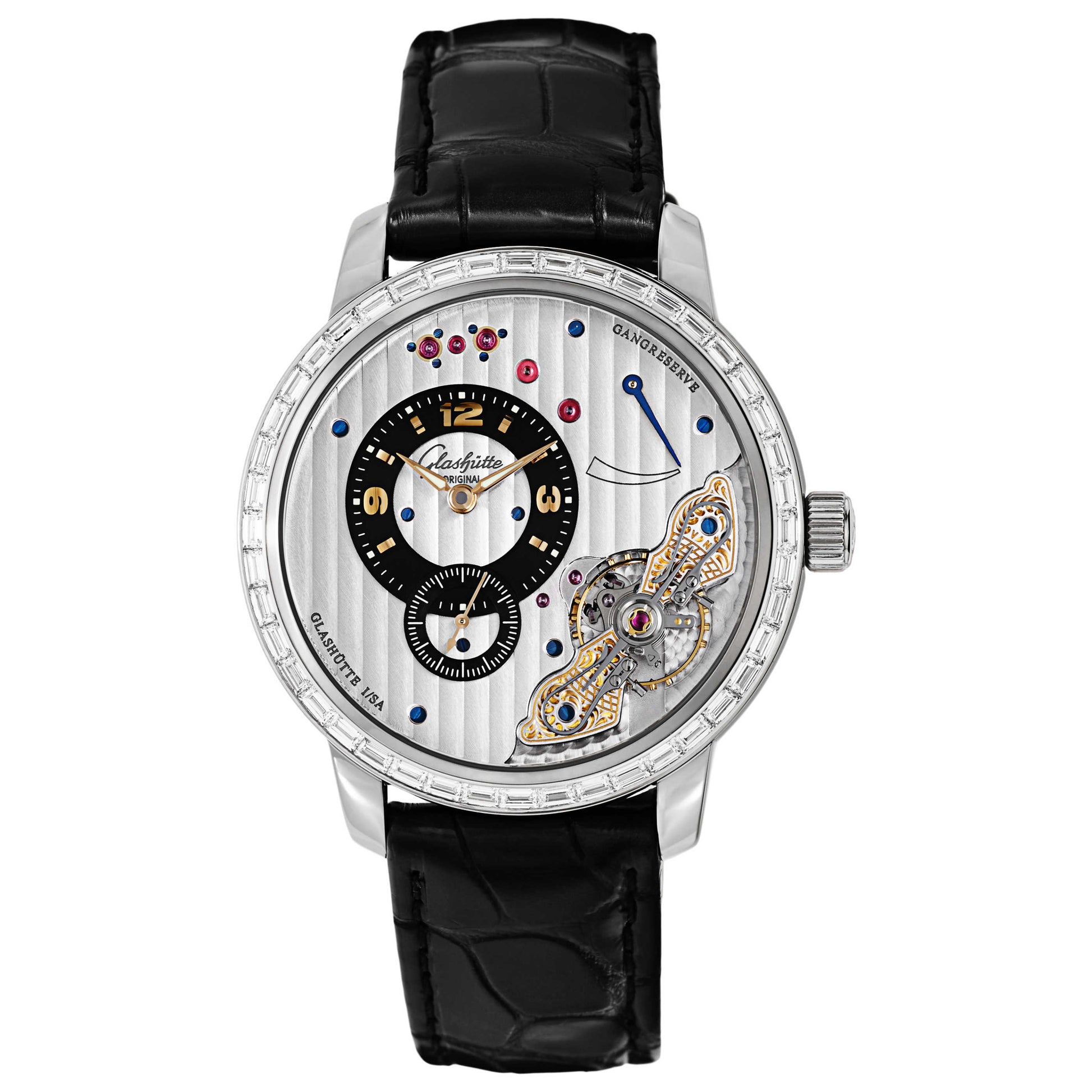 Front view of Glashutte Pano Men's Manual-Wind Watch 66-01-04-05-05