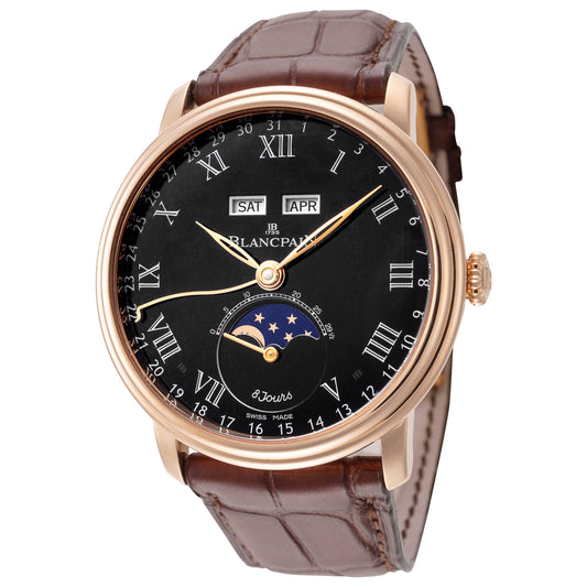 Front view of Blancpain Villeret Complete Calendar Men's Automatic Watch 6639-3637-55B