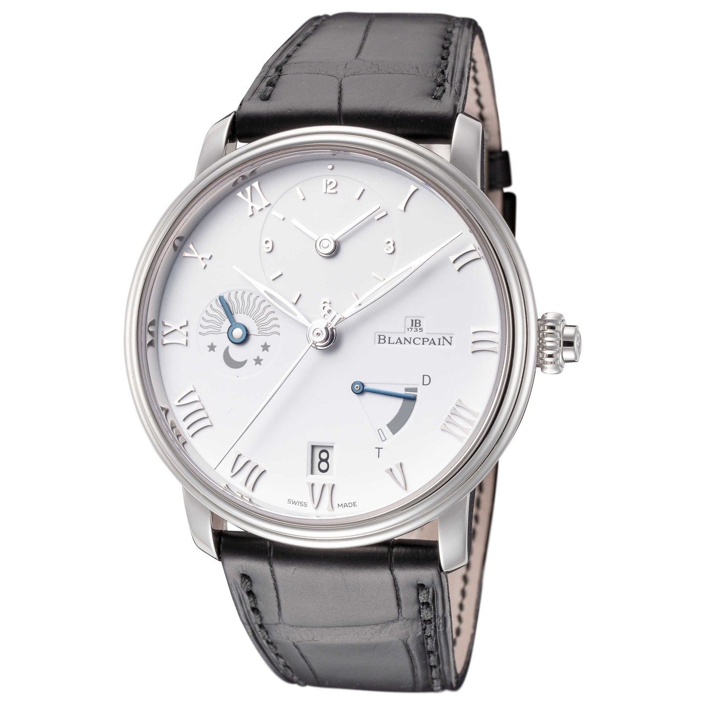 Front view of Blancpain Villeret Demi-Fuseau Horaire Men's Automatic Watch 6660-1127-55B