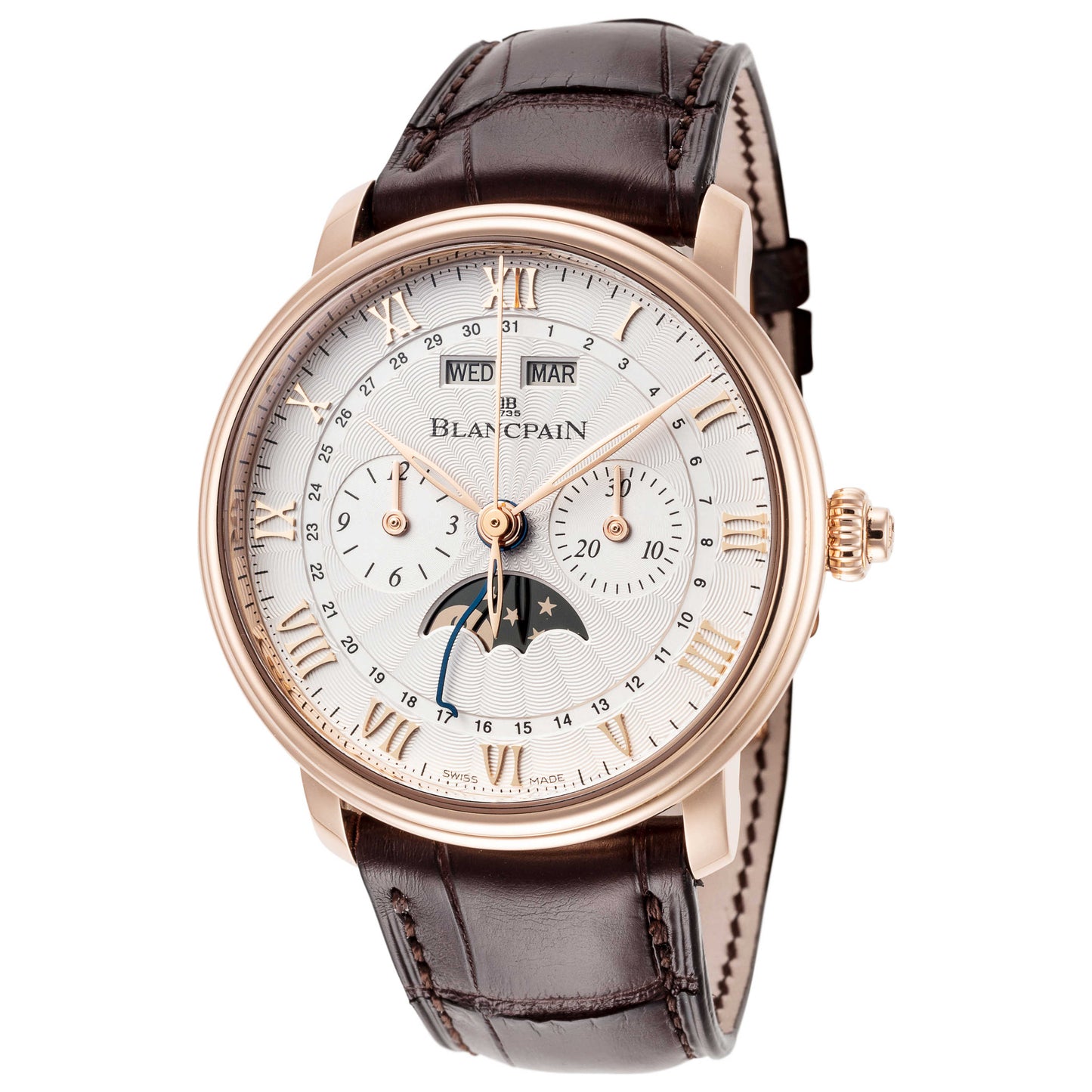 Front view of Blancpain Villeret Chronographe Monopoussior Men's Automatic Watch 6685-3642-55B