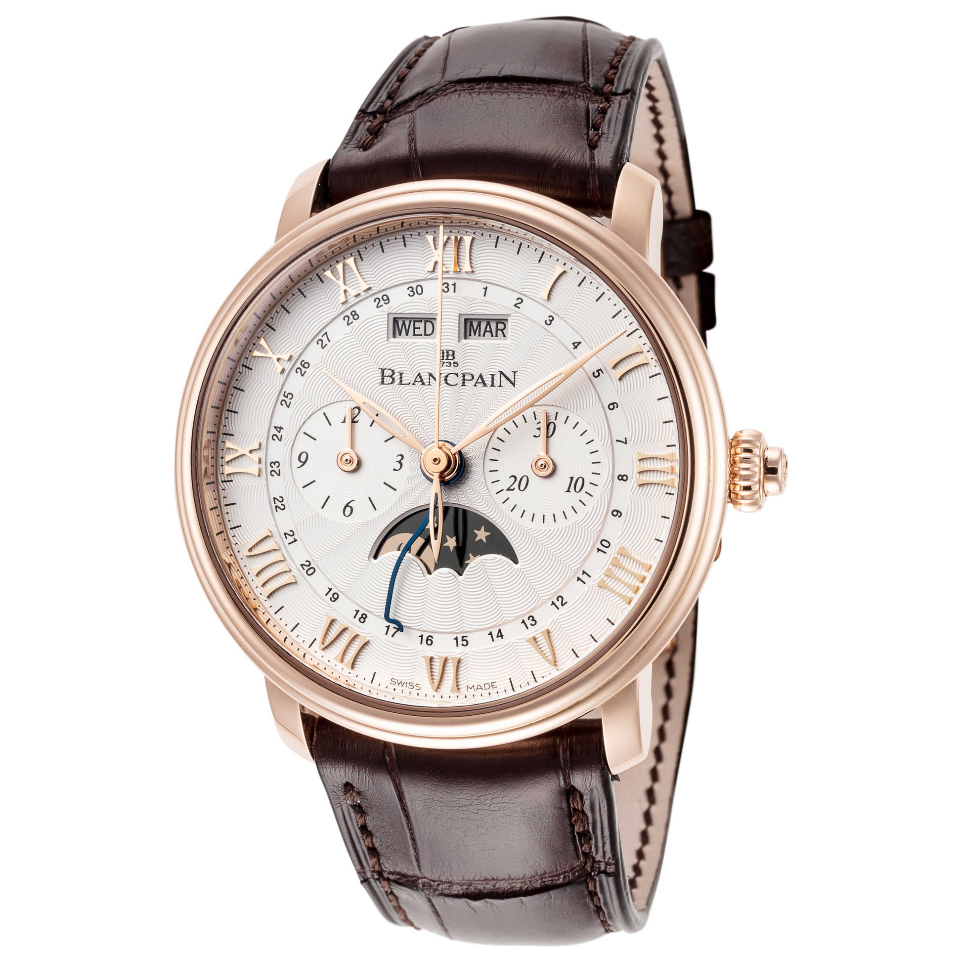 Front view of Blancpain Villeret Chronographe Monopoussior Men's Automatic Watch 6685-3642-55B