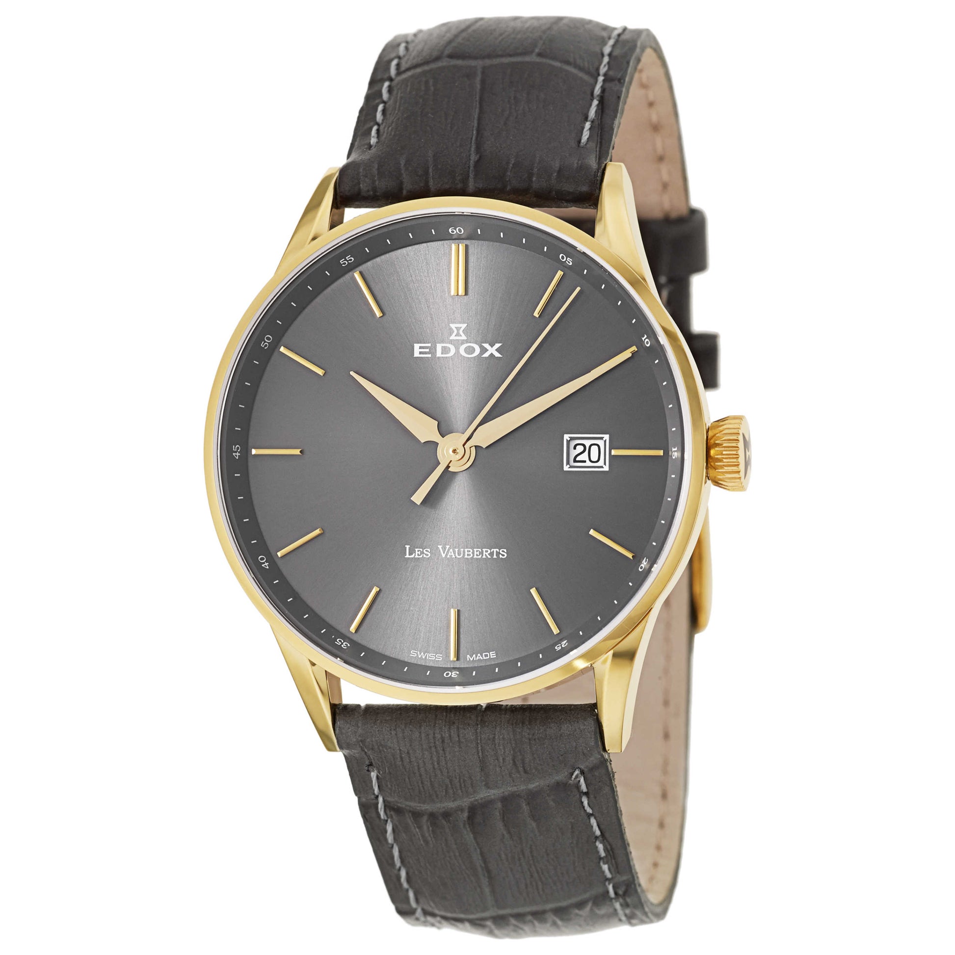 Front view of Edox Les Vauberts Men's Swiss Quartz (Battery-Powered) Watch 70172-37JG-GID