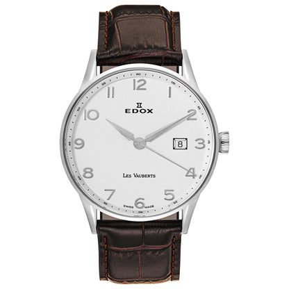 Front view of Edox Les Vauberts Men's Swiss Quartz (Battery-Powered) Watch 70172-3A-ABN