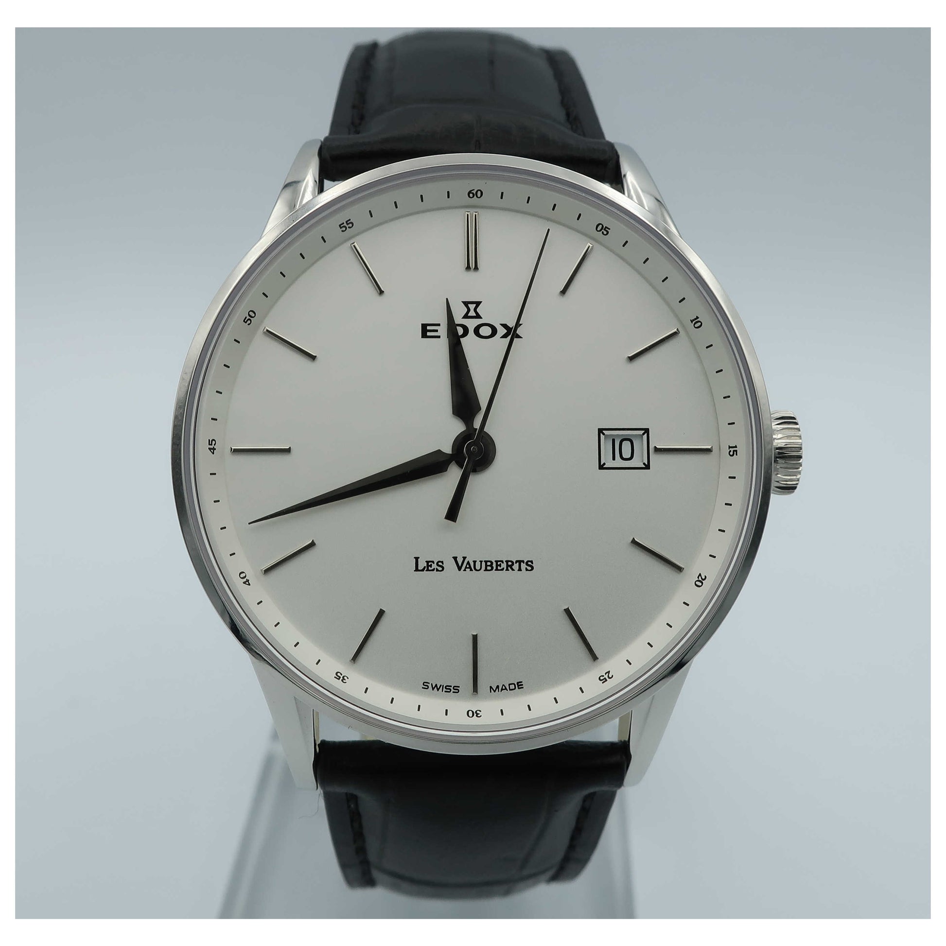 Front view of Edox Les Vauberts Men's Swiss Quartz (Battery-Powered) Watch 70172-3A-AIN-SD