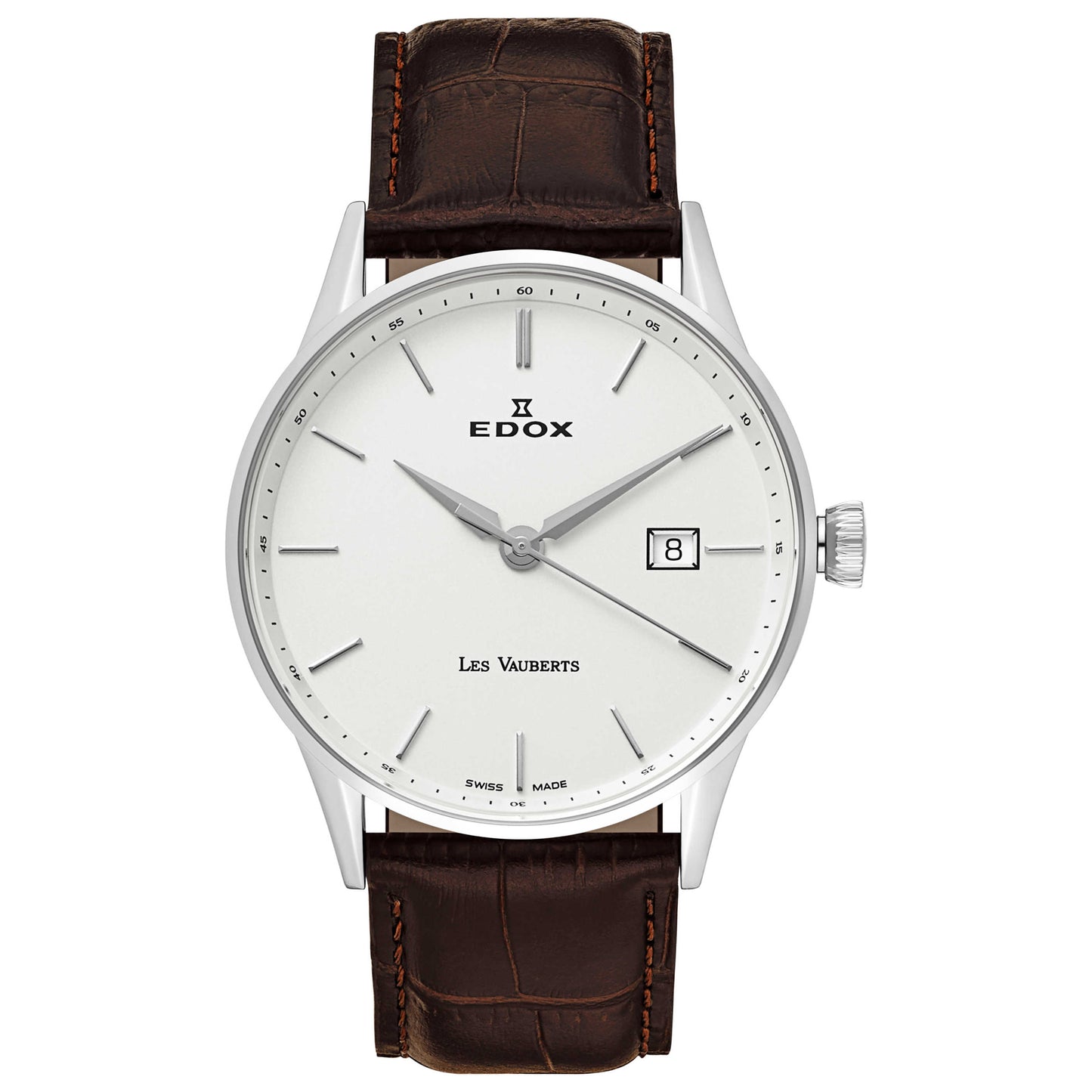 Front view of Edox Les Vauberts Men's Swiss Quartz (Battery-Powered) Watch 70172-3A-AIN