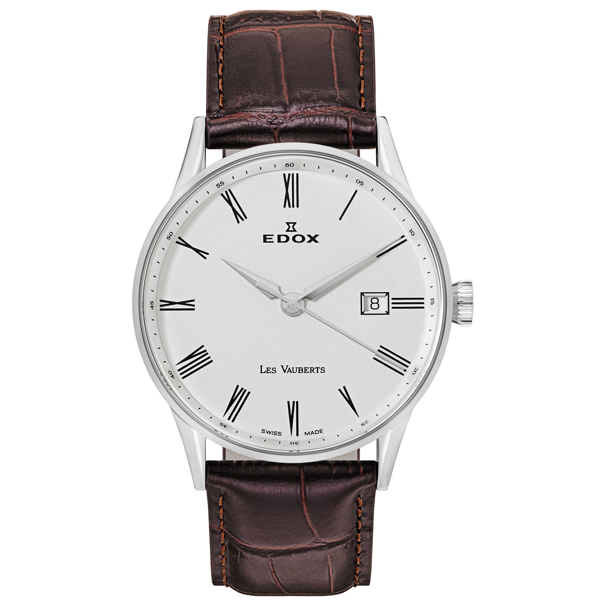 Front view of Edox Les Vauberts Men's Swiss Quartz (Battery-Powered) Watch 70172-3A-AR