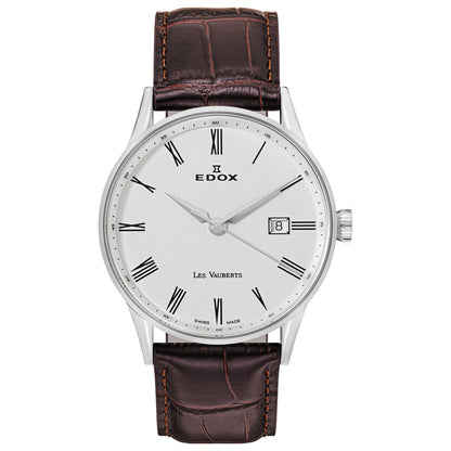 Front view of Edox Les Vauberts Men's Swiss Quartz (Battery-Powered) Watch 70172-3A-AR